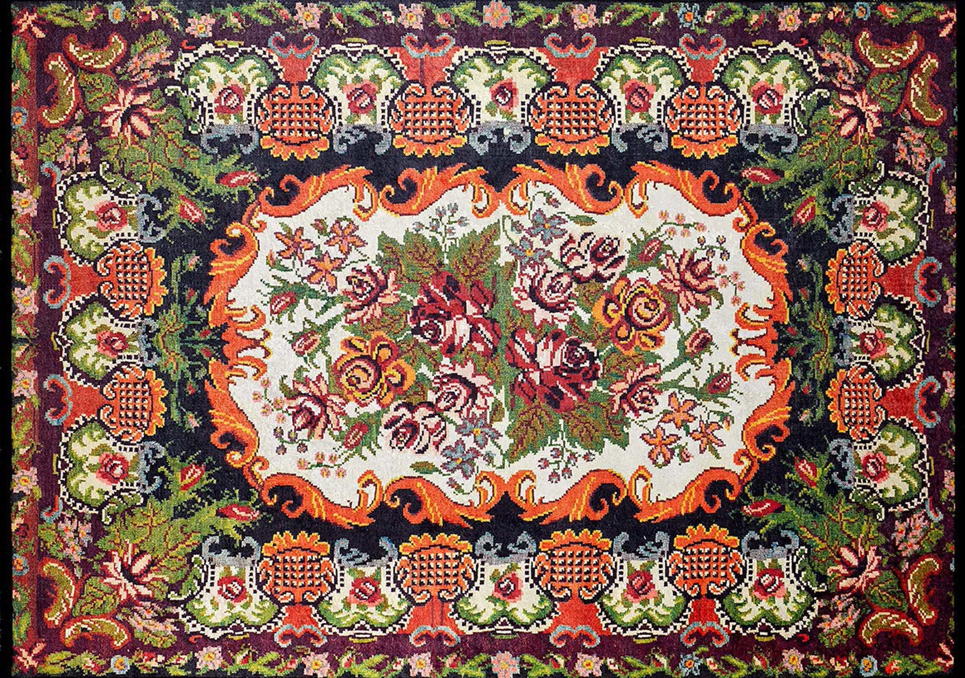 Karabağ Azerbaycan Çiçek Desenli Halı - Pera Halı