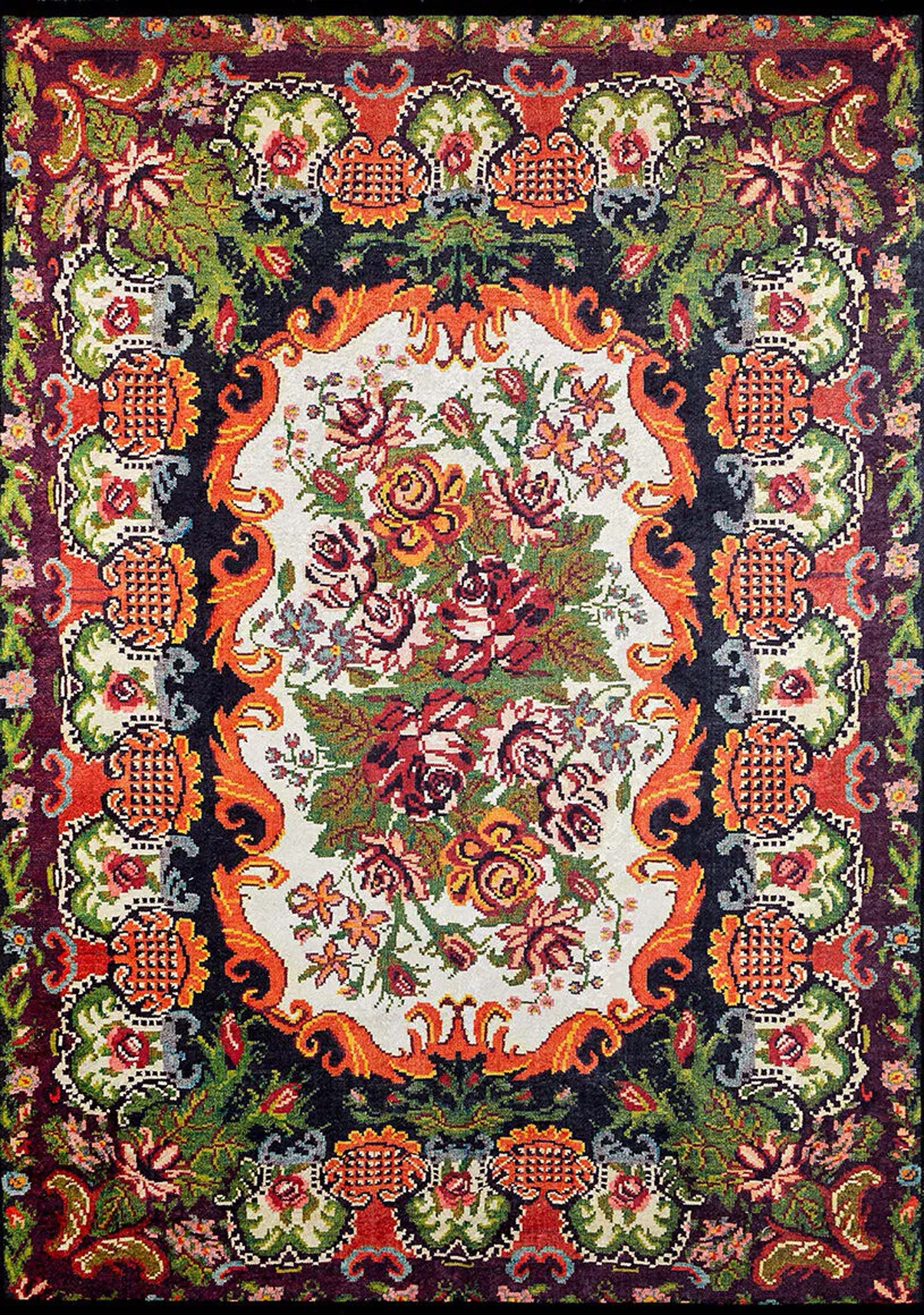 Karabağ Azerbaycan Çiçek Desenli Halı - Pera Halı
