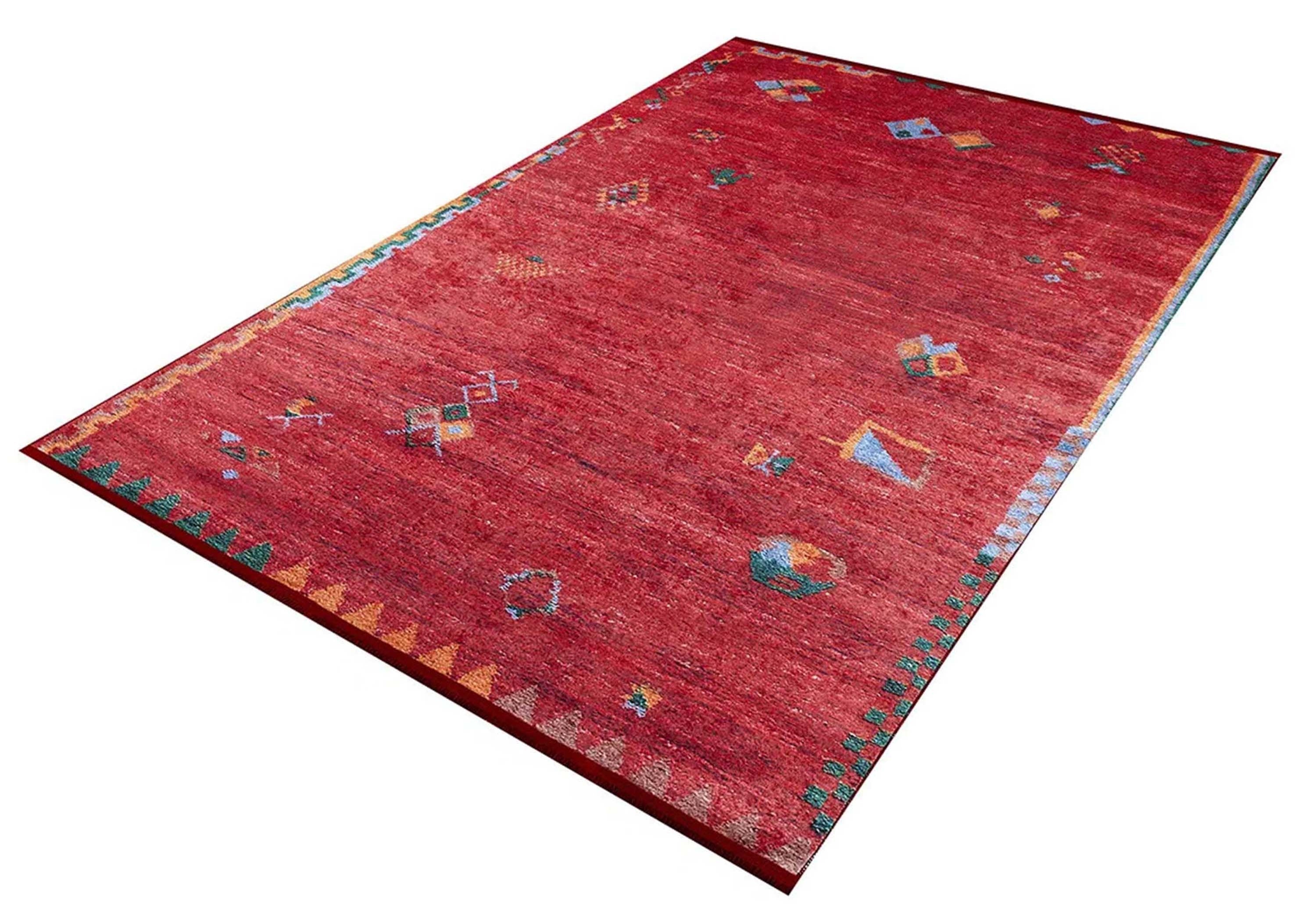 Kiremit Kırmızı Geometrik Desenli Uşak Kilim Halı - Pera Halı