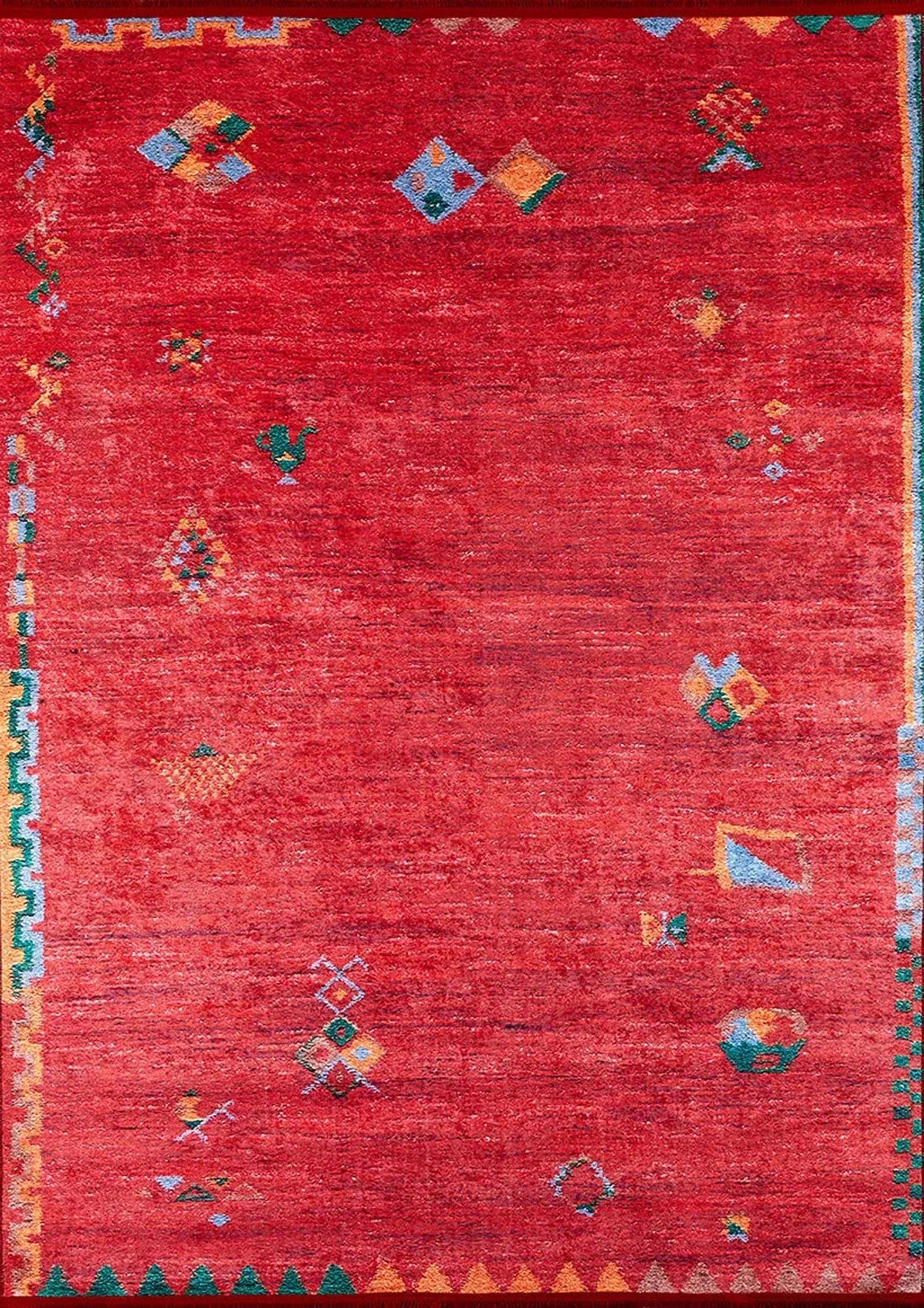 Kiremit Kırmızı Geometrik Desenli Uşak Kilim Halı