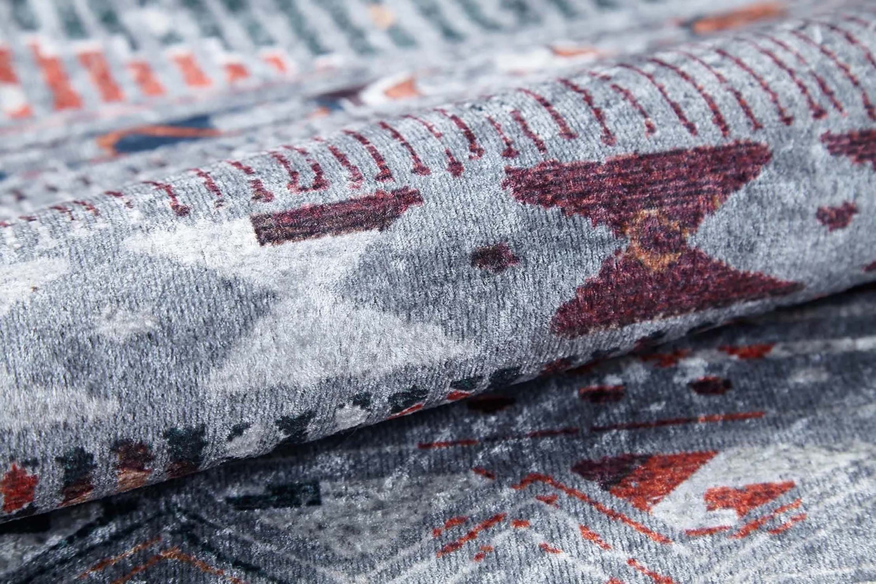 Gri Bej Renkli Geometrik Desenli Anadolu Kilim Halı - Pera Halı