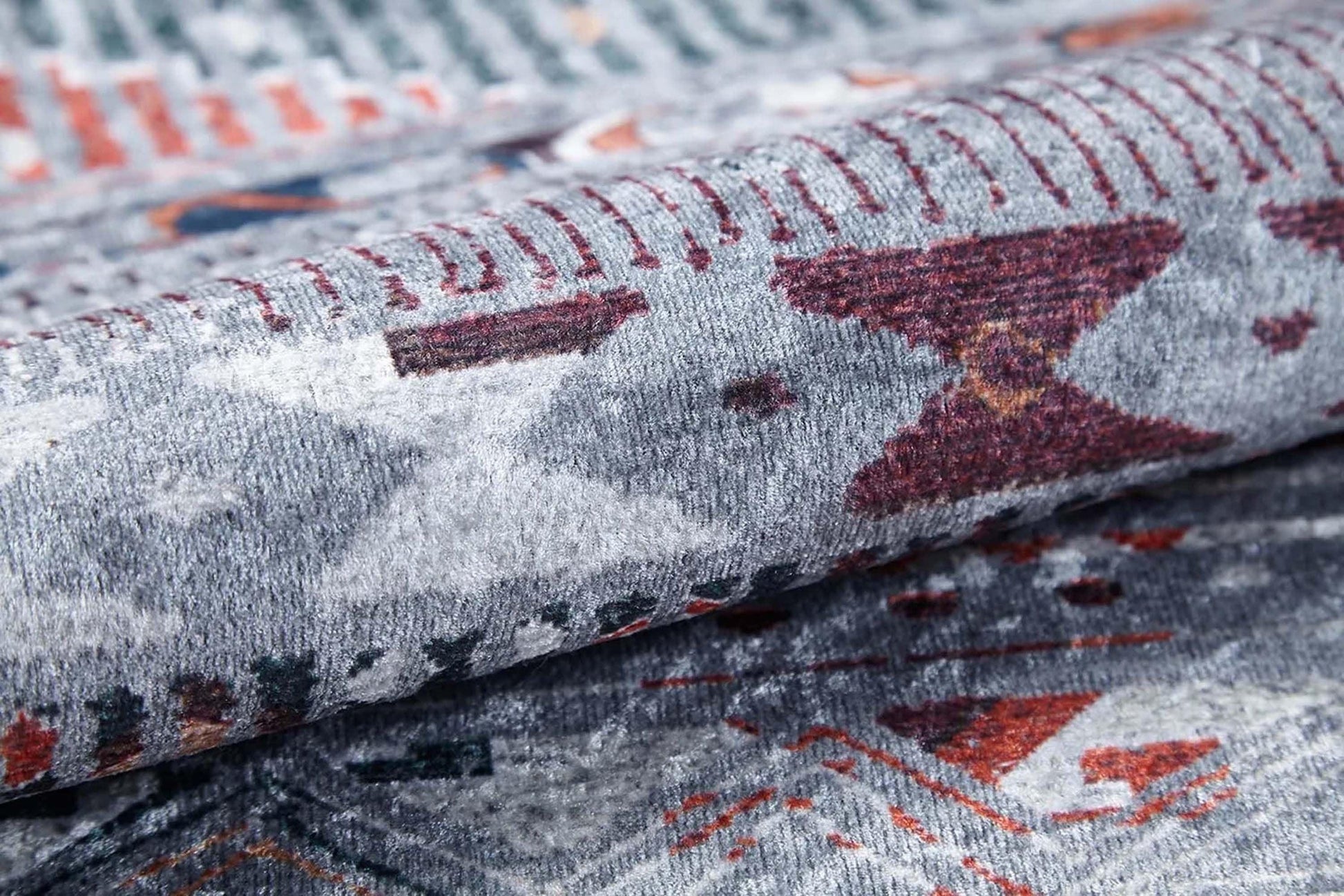 Gri Bej Renkli Geometrik Desenli Anadolu Kilim Halı