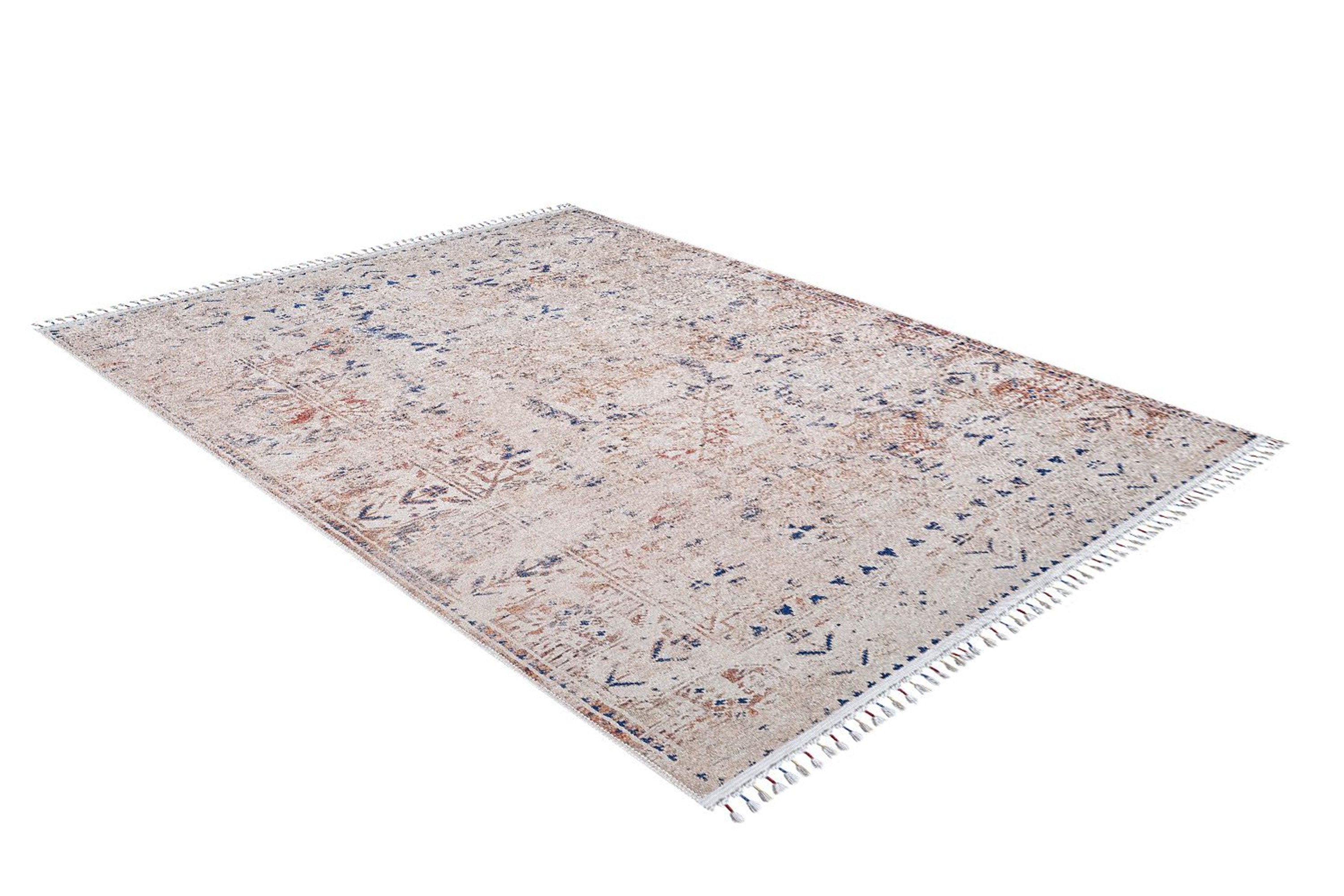 Bej Mavi Turuncu Modern Vintage Halı - Pera Halı
