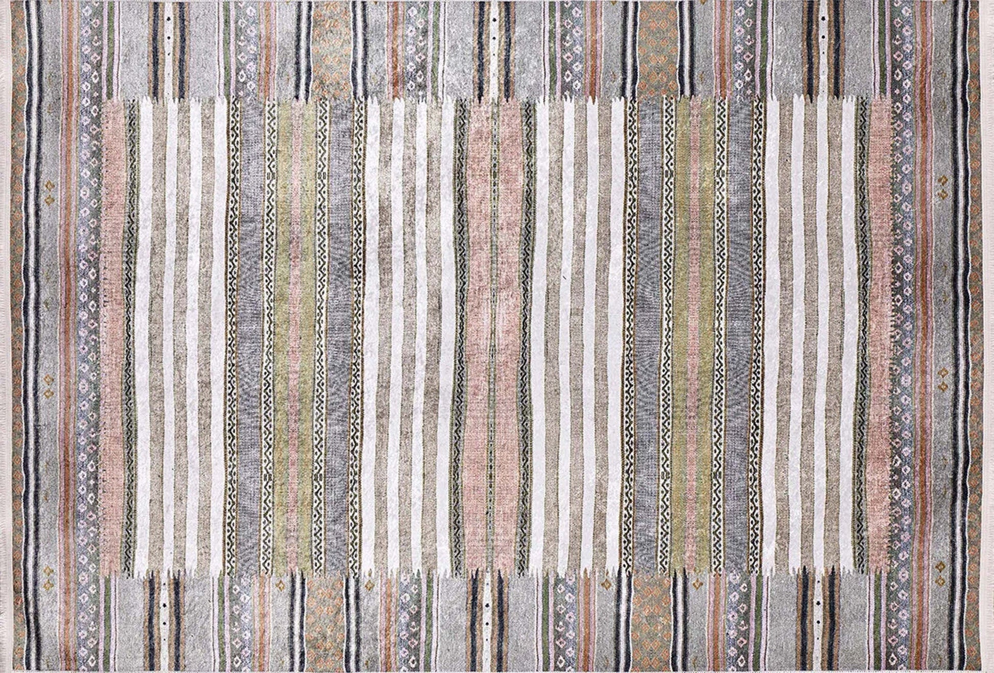 Renkli Çizgili Desenli Anadolu Kilim Halı - Pera Halı
