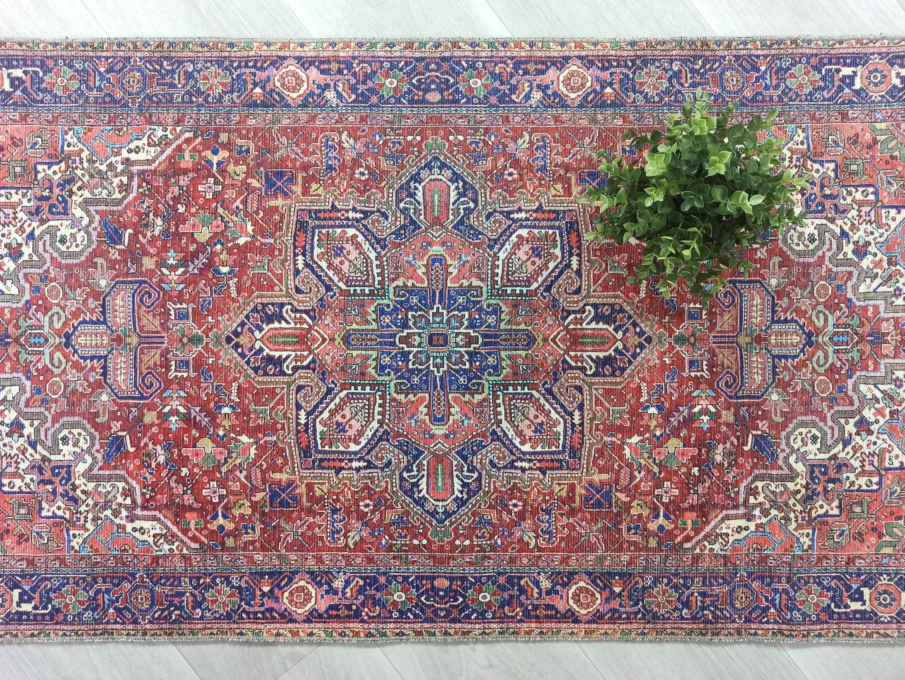 Kırmızı, Kiremit ve Bordo Tonlu Vintage Halı - Pera Halı