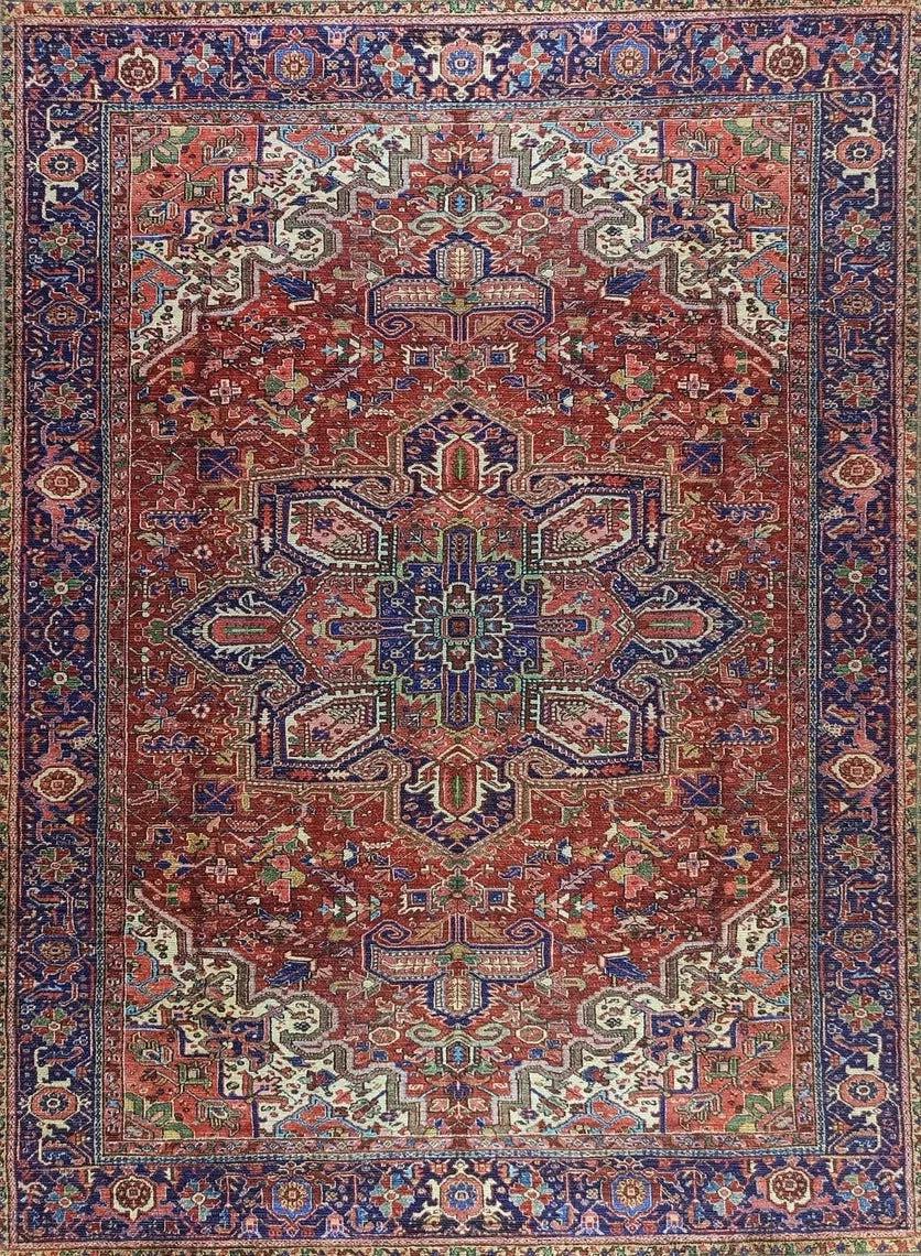 Kırmızı, Kiremit ve Bordo Tonlu Vintage Halı - Pera Halı