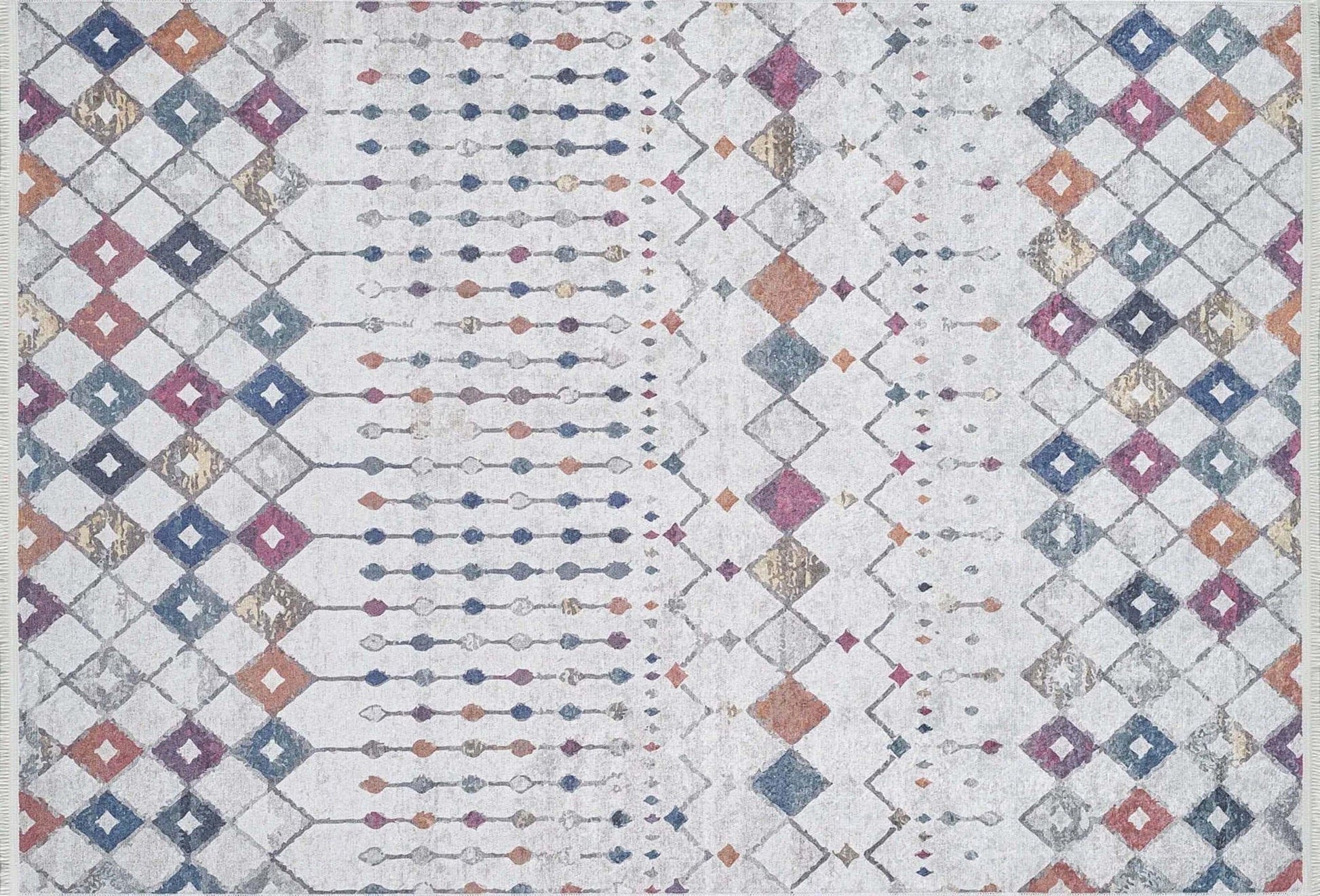 Açık Gri Renkli Geometrik Desenli Kilim Halı