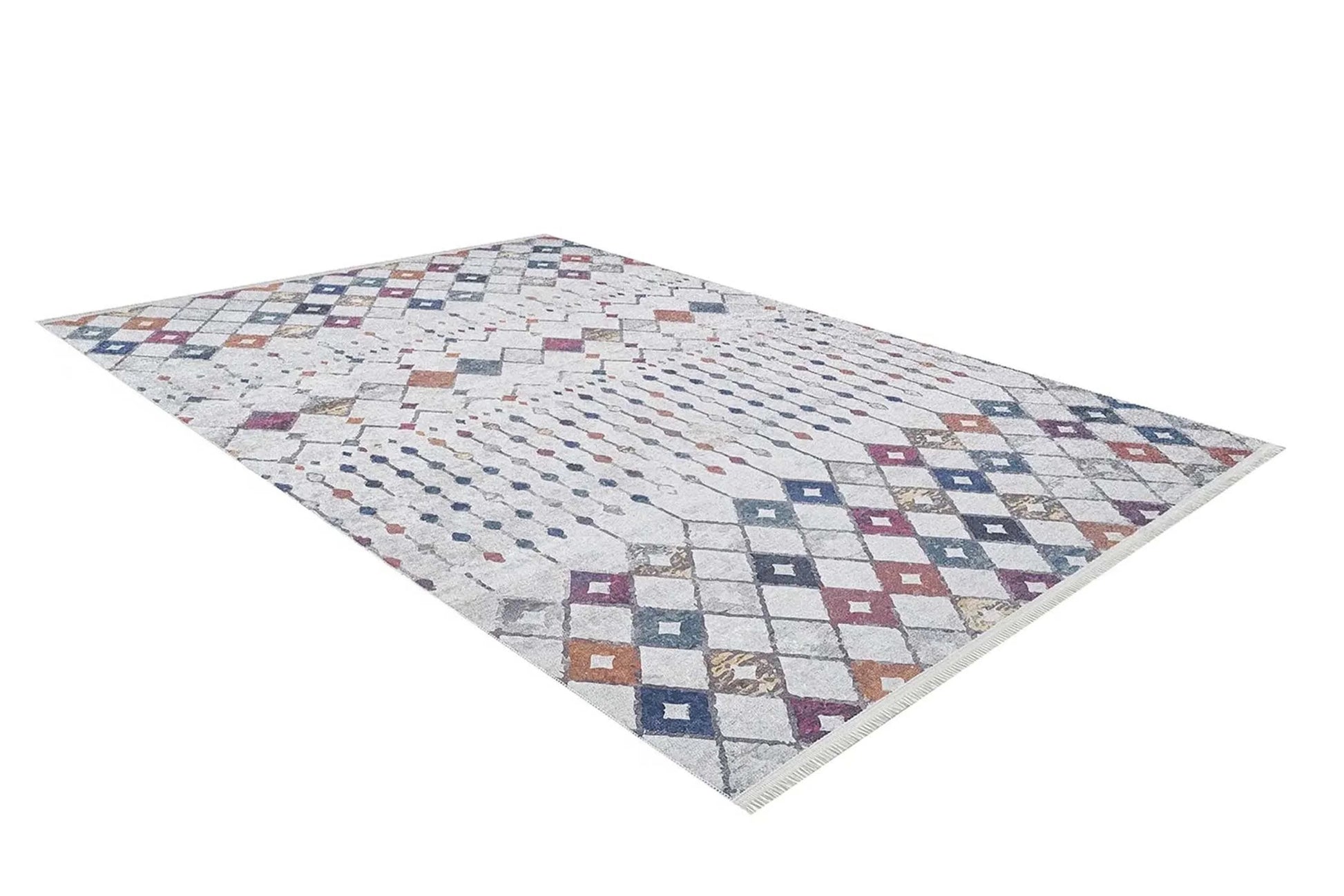 Açık Gri Renkli Geometrik Desenli Kilim Halı