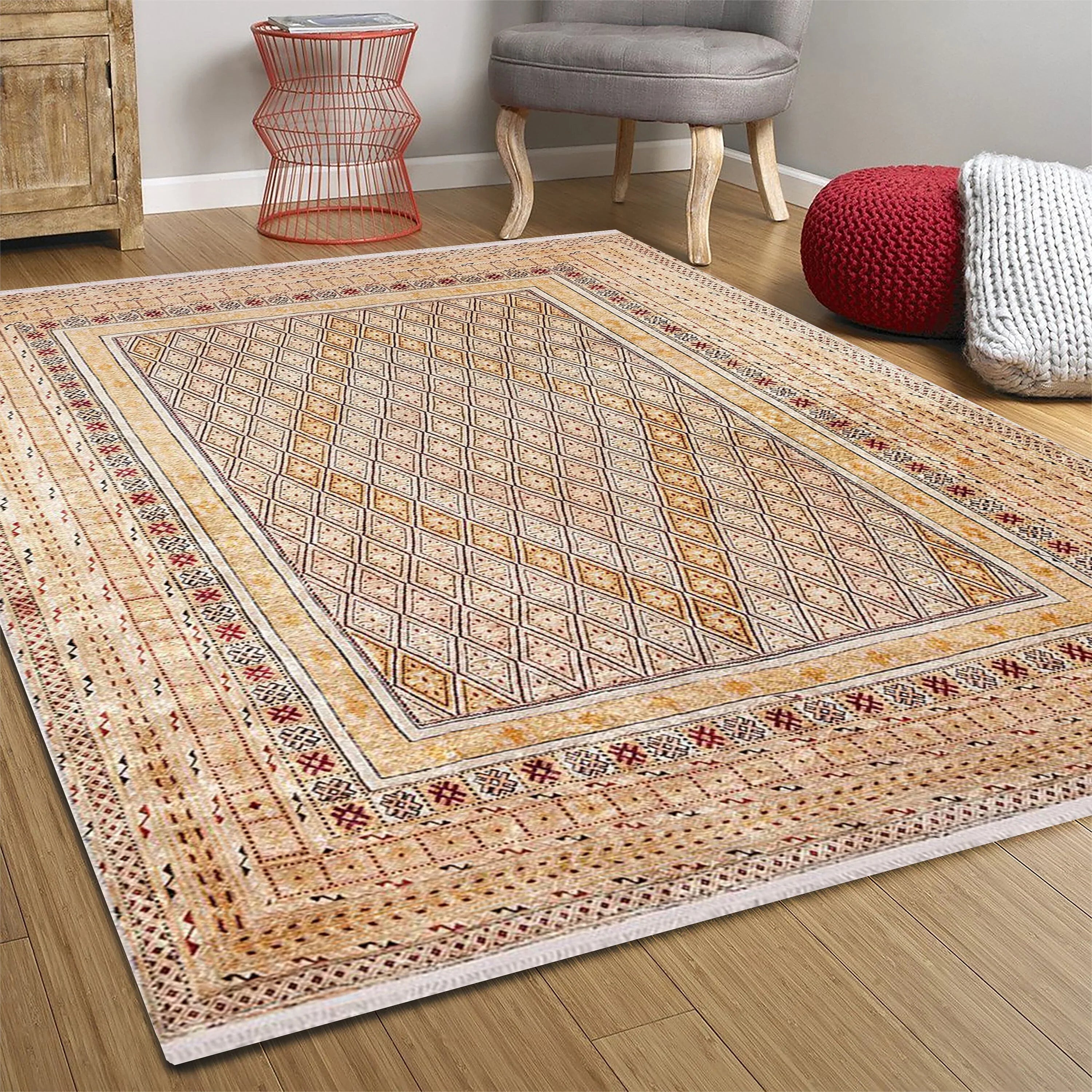 Bej Pastel Sarı Anadolu Kilim Halı
