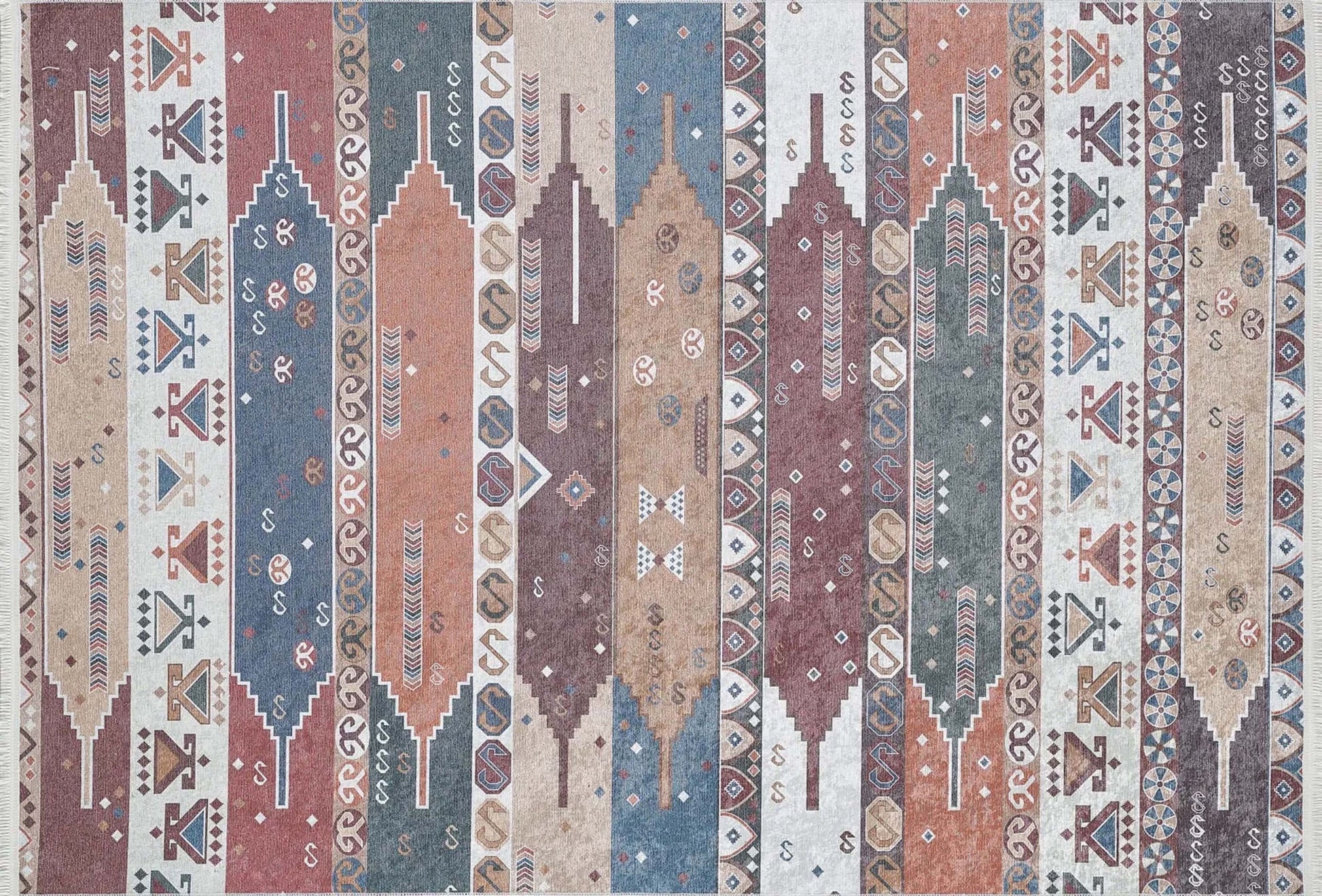 Renkli Geometrik Desenli Pastel Kilim Halı - Pera Halı