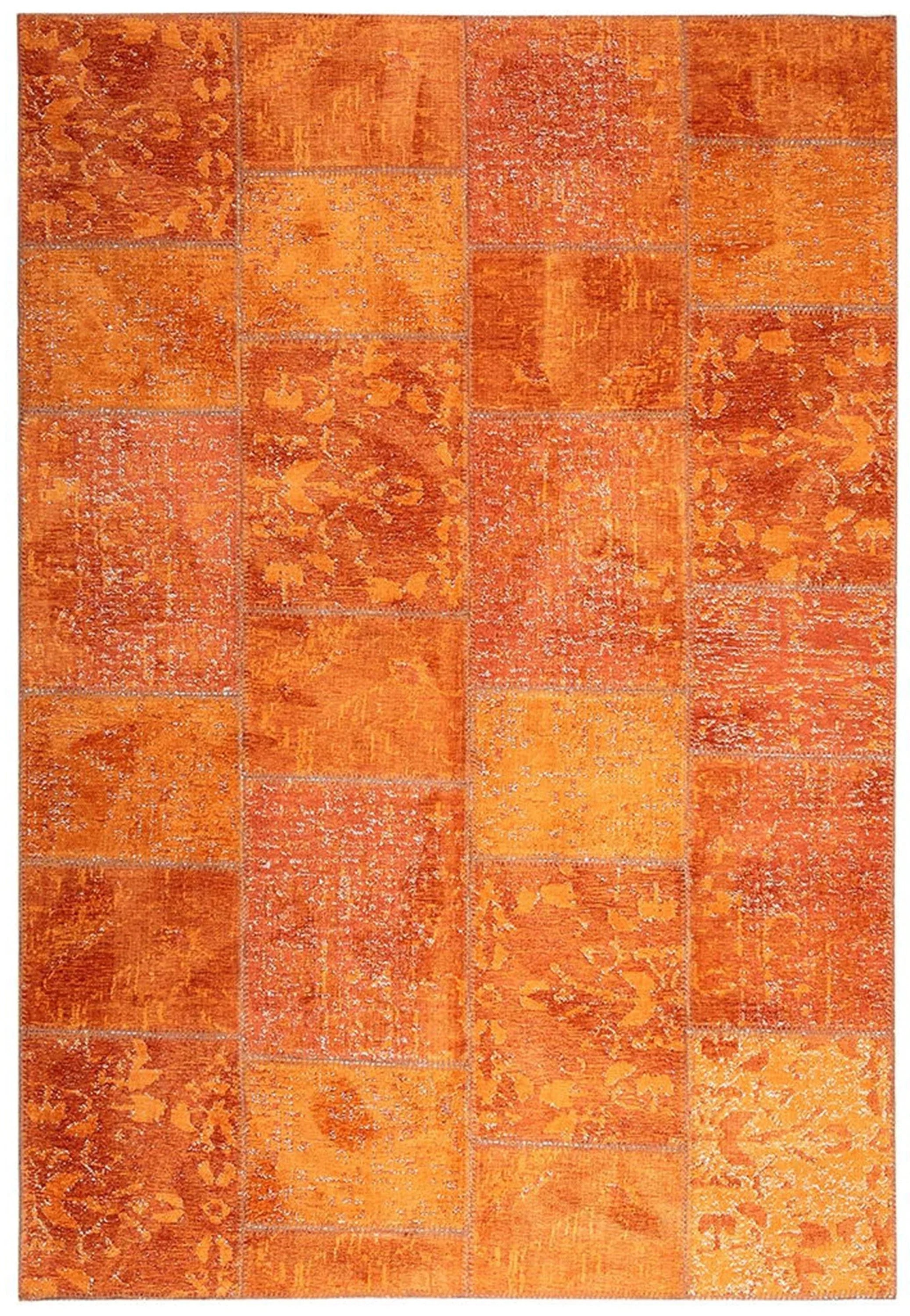 Eskitme Patchwork Turuncu Halı