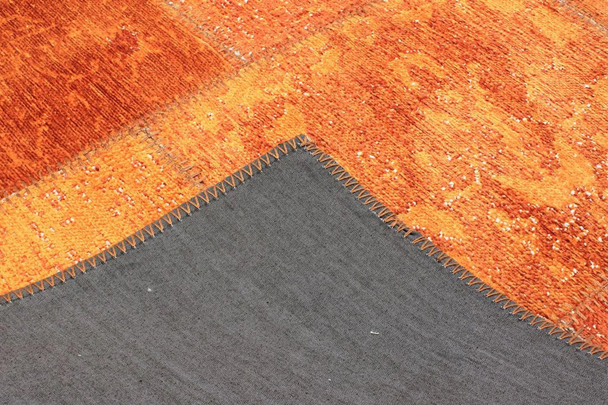 Eskitme Patchwork Turuncu Halı - Pera Halı