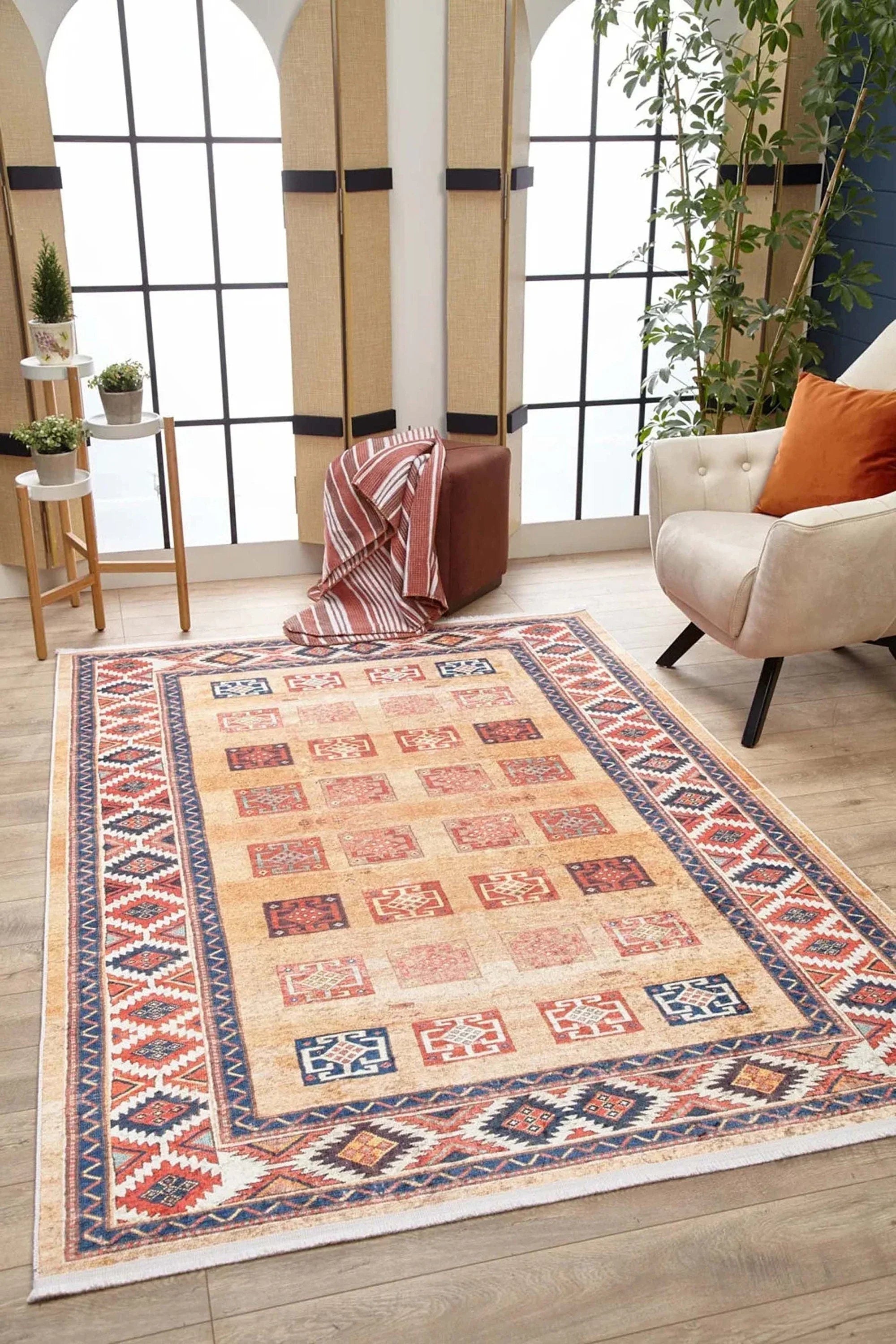 Turuncu Renkli Vintage Halı