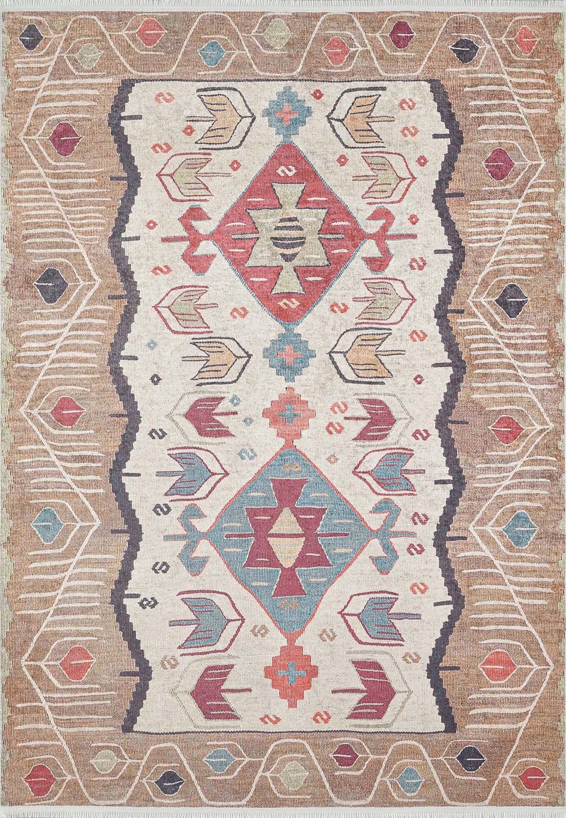 Açık Turuncu Bej Eskitme Kilim Halı - Pera Halı
