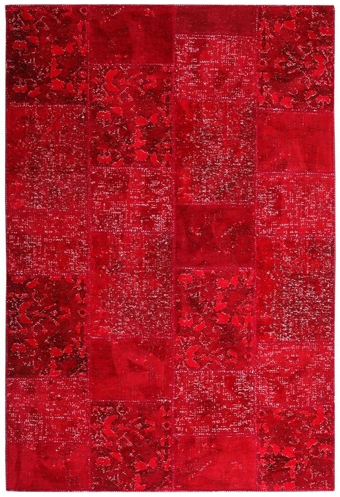 Eskitme Patchwork Kırmızı Halı - Pera Halı