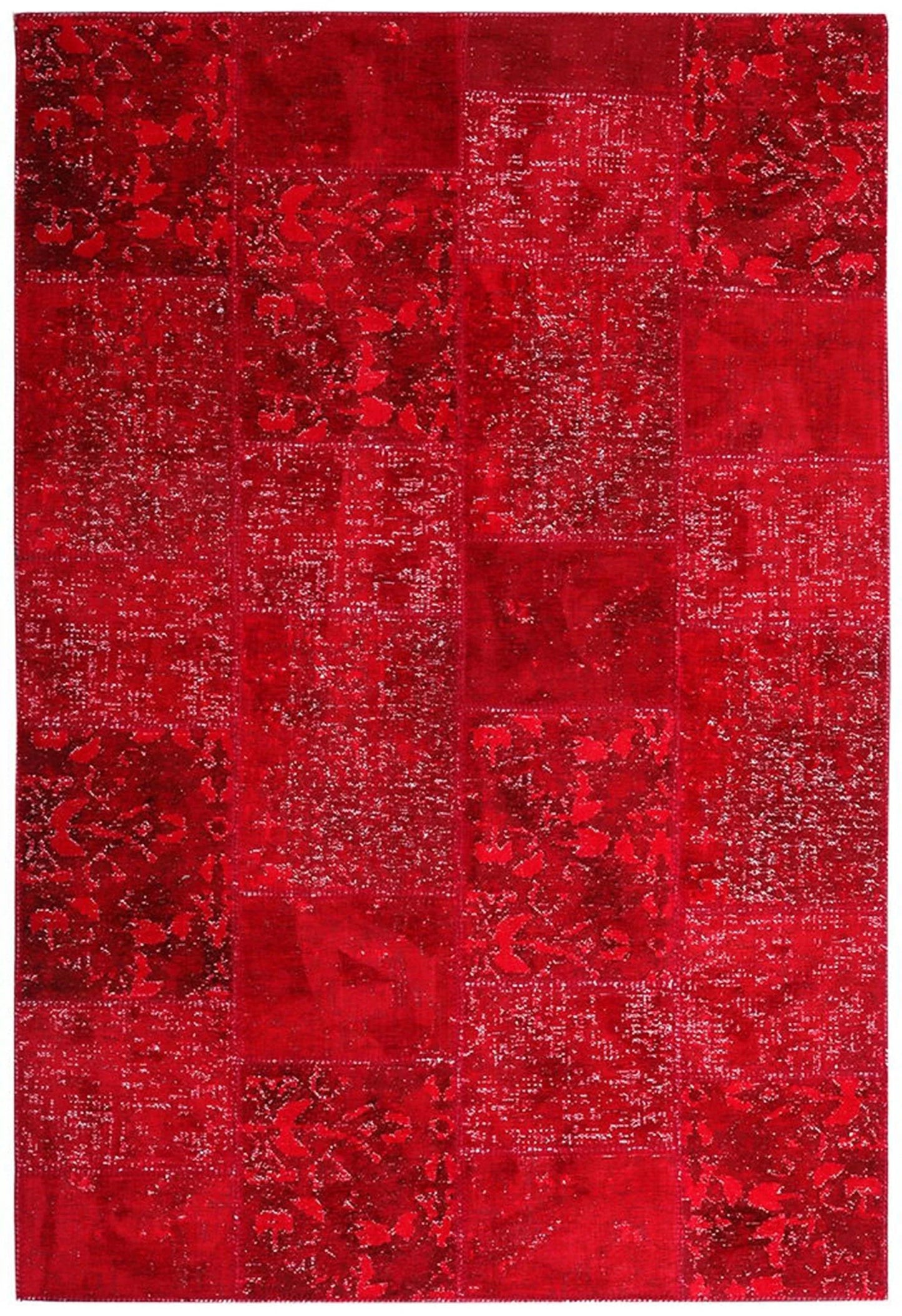 Eskitme Patchwork Kırmızı Halı - Pera Halı