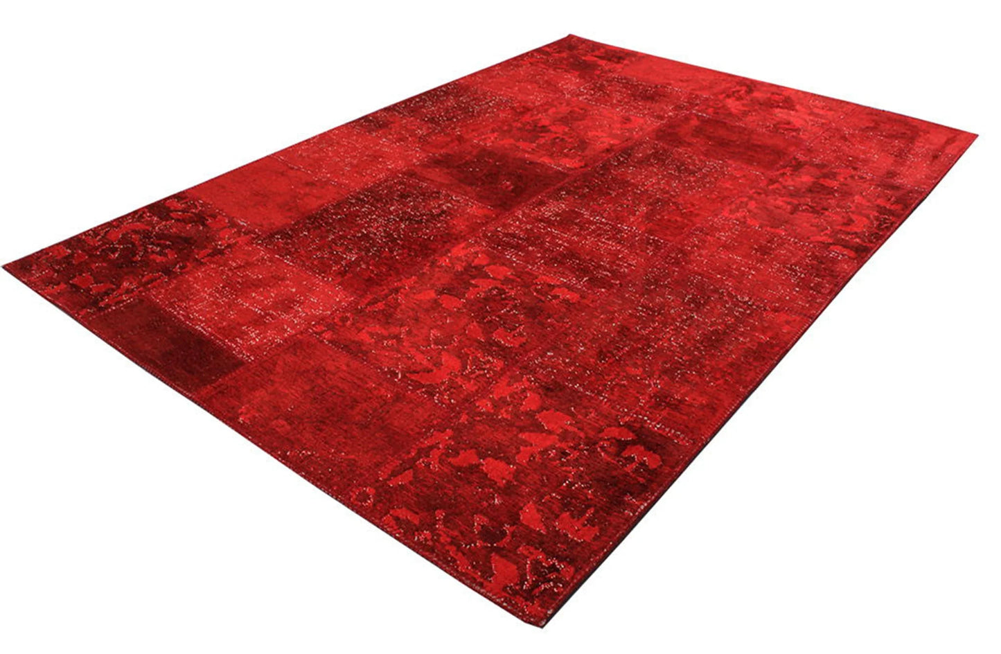 Eskitme Patchwork Kırmızı Halı - Pera Halı