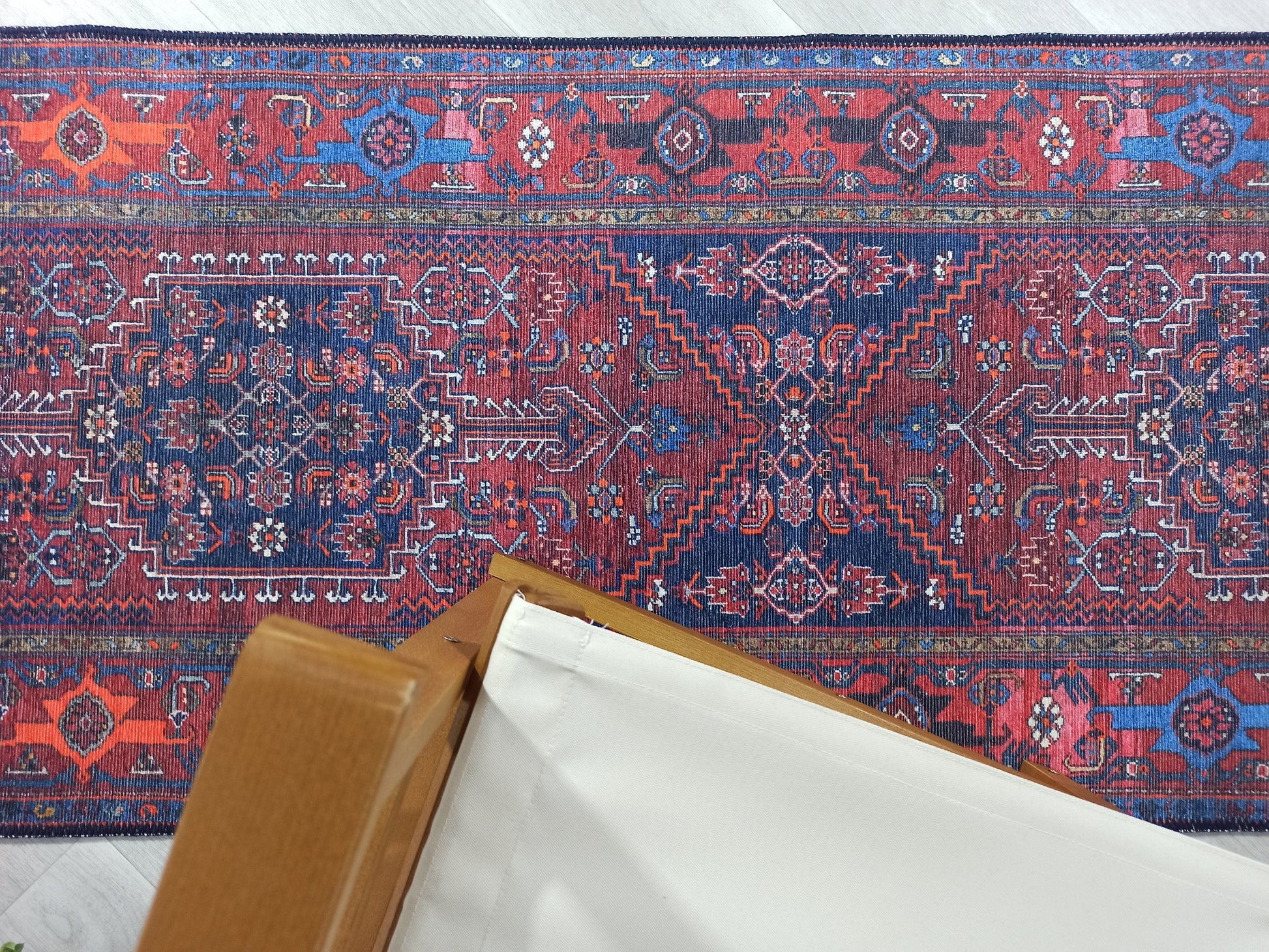 Kahverengi, Turuncu ve Lacivert Motifli Vintage Halı - Pera Halı