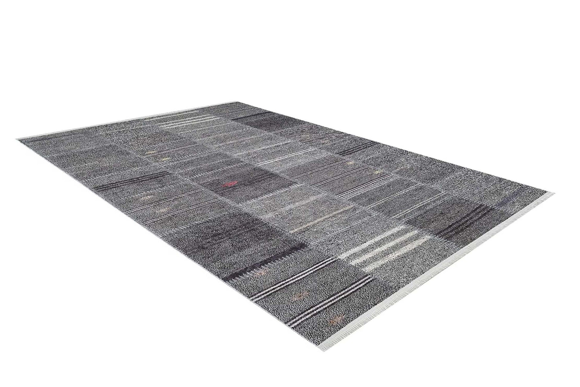 Açık Gri Siyah Çizgili Kilim Halı - Pera Halı