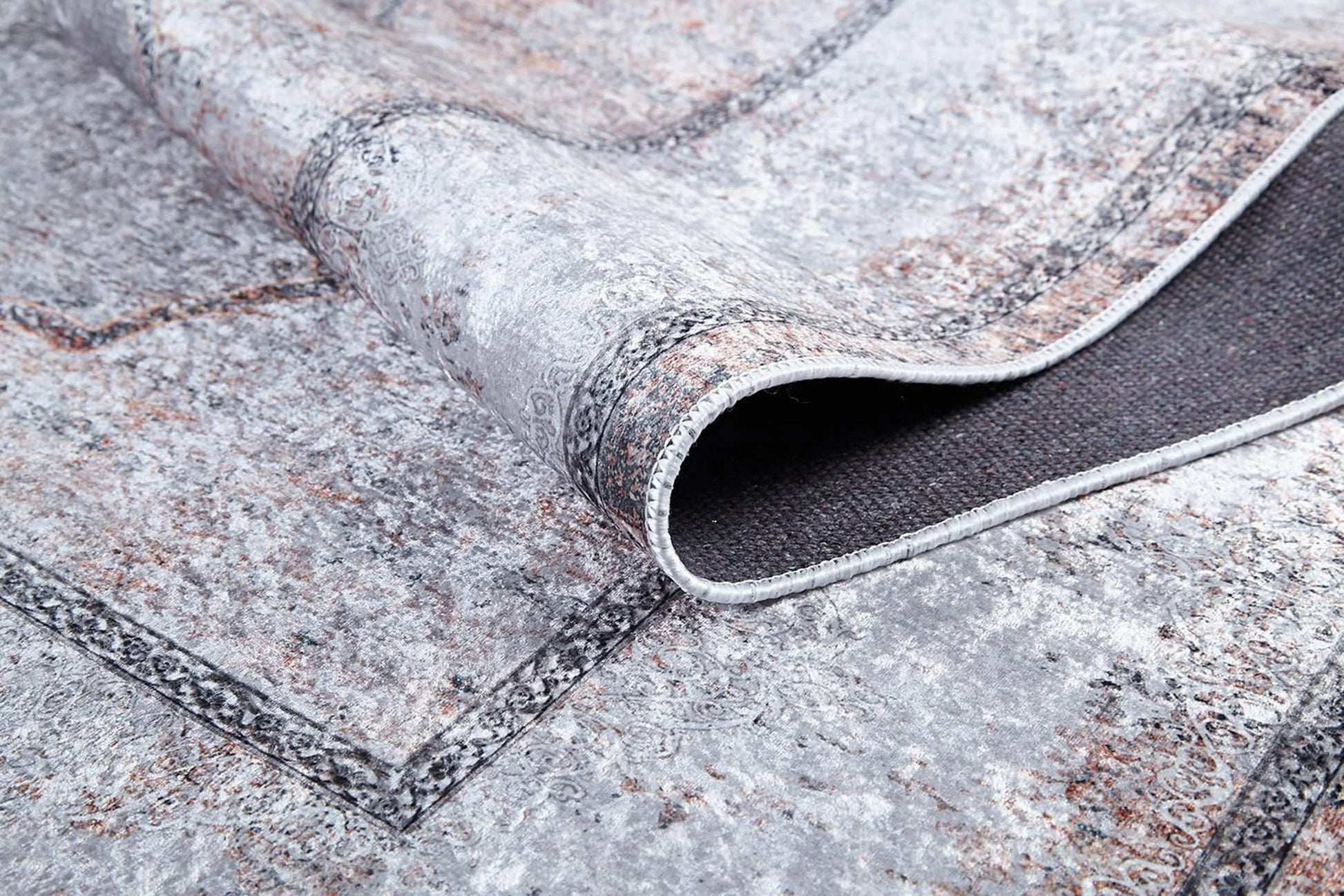 Eskitme Doğal Fildişi Bej Gri Halı