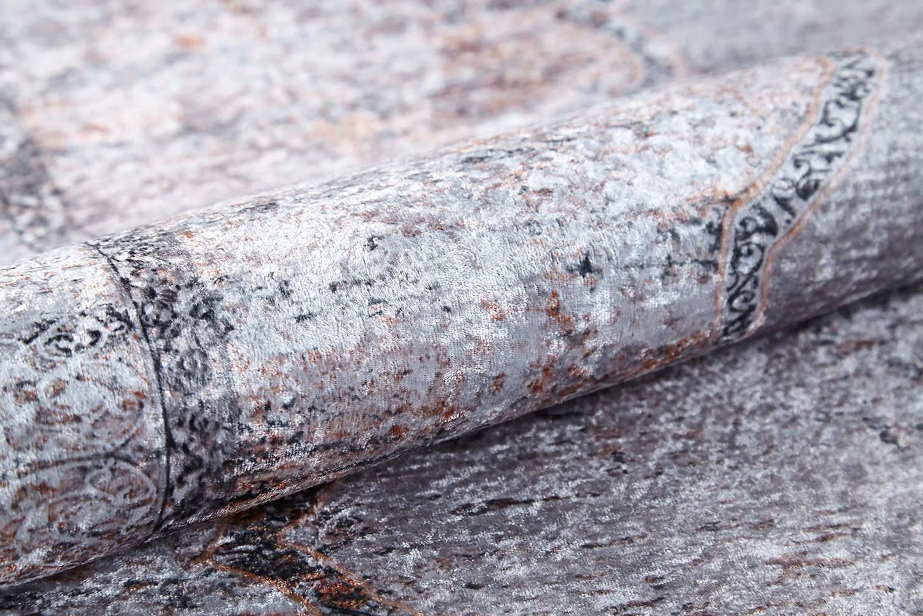 Eskitme Doğal Fildişi Bej Gri Halı