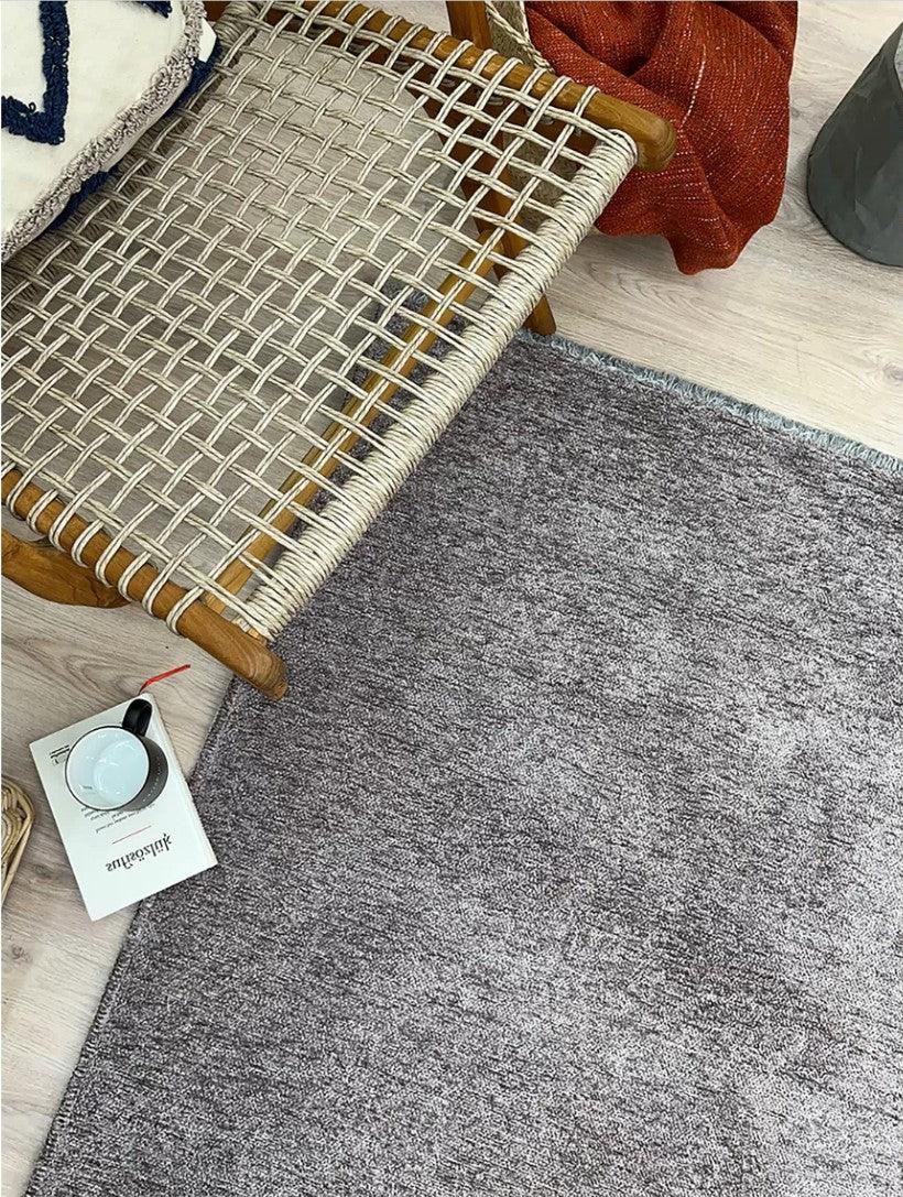 Gri Siyah Modern Düz Yıkanabilir Antibakteriyel Halı