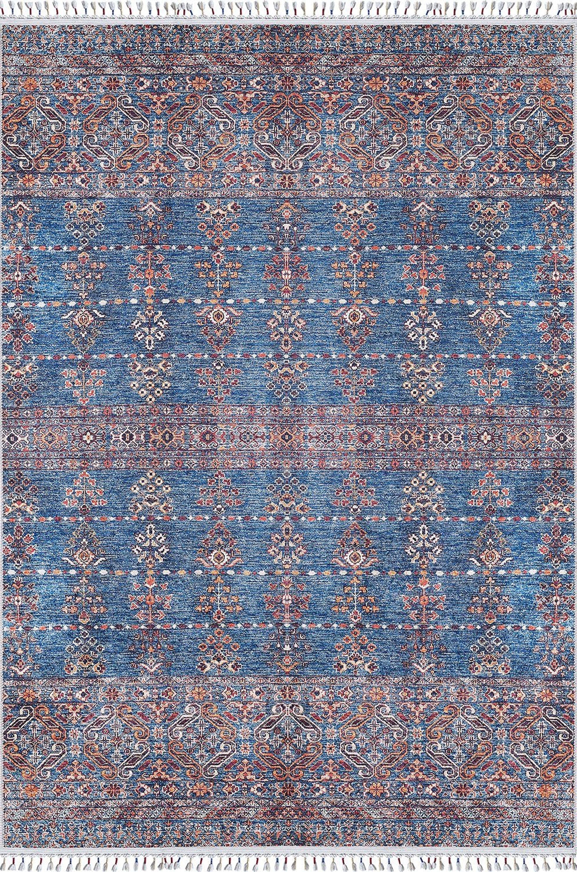 Eşsiz Antik Desenli Kırmızı Mavi Kilim Halı - Pera Halı