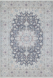 Eşsiz Antik Desenli Beyaz Lacivert Kilim Halı