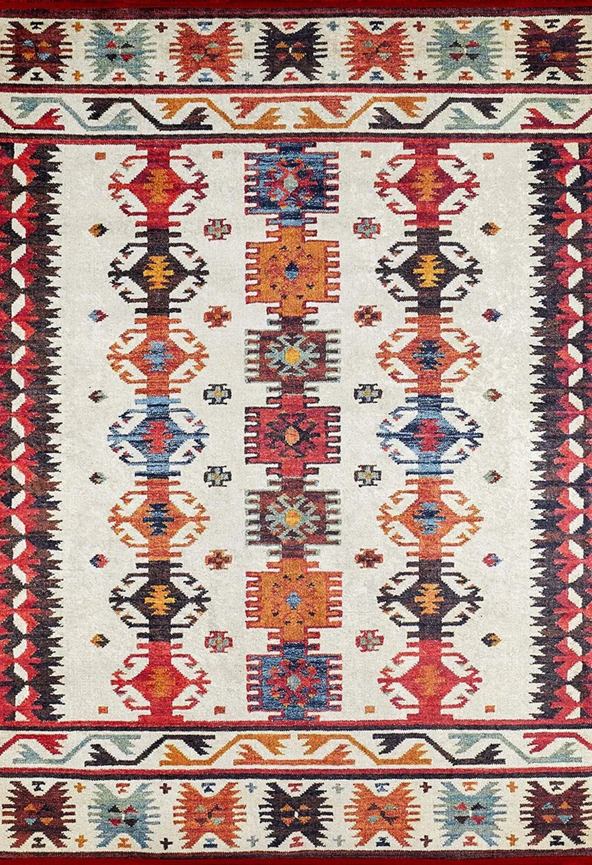 Güneybatı Aztek Desenli Renkli Kilim Halı