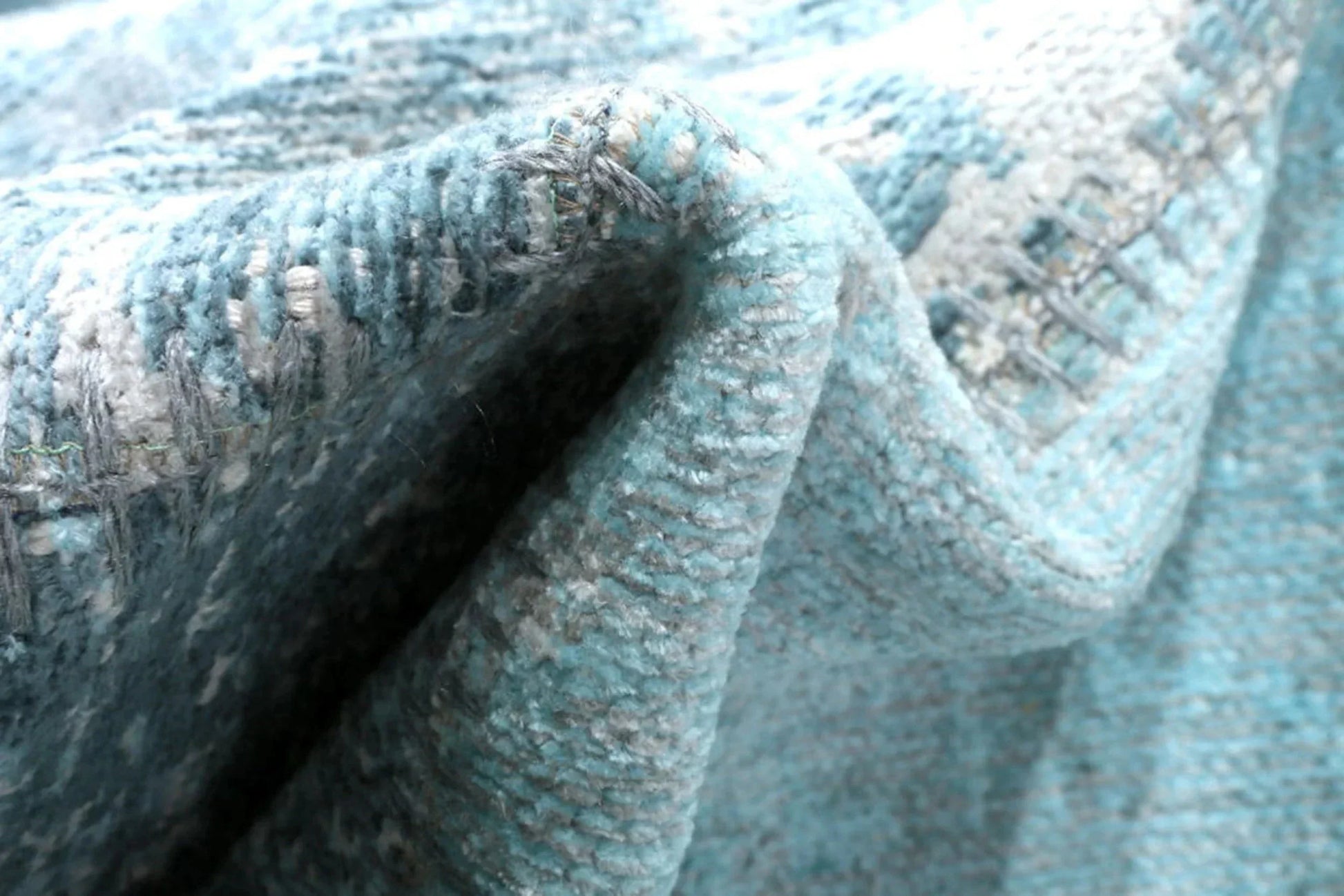 Eskitme Patchwork Açık Gökyüzü Mavi Halı