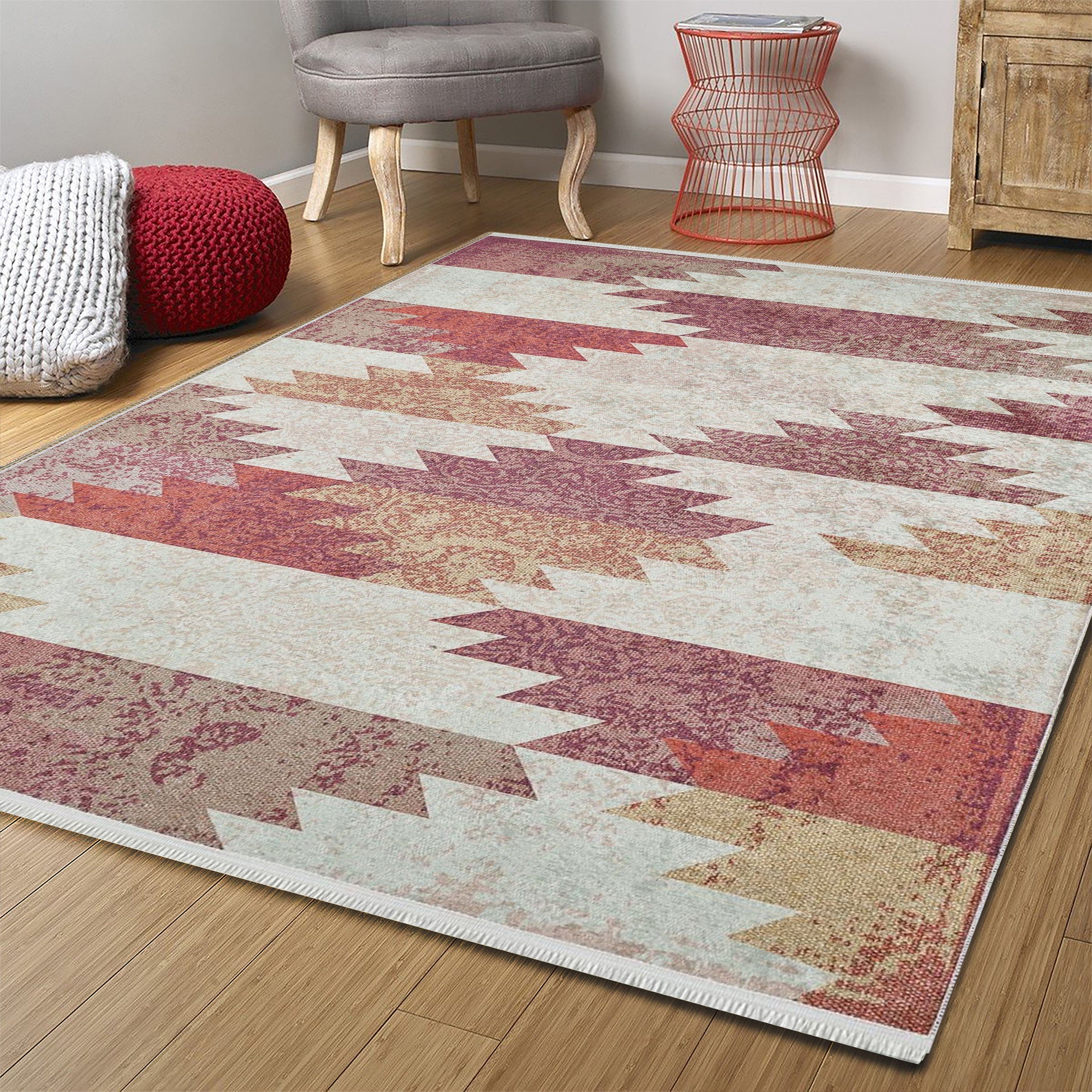 Pastel Bej Turuncu Kilim Halı - Pera Halı