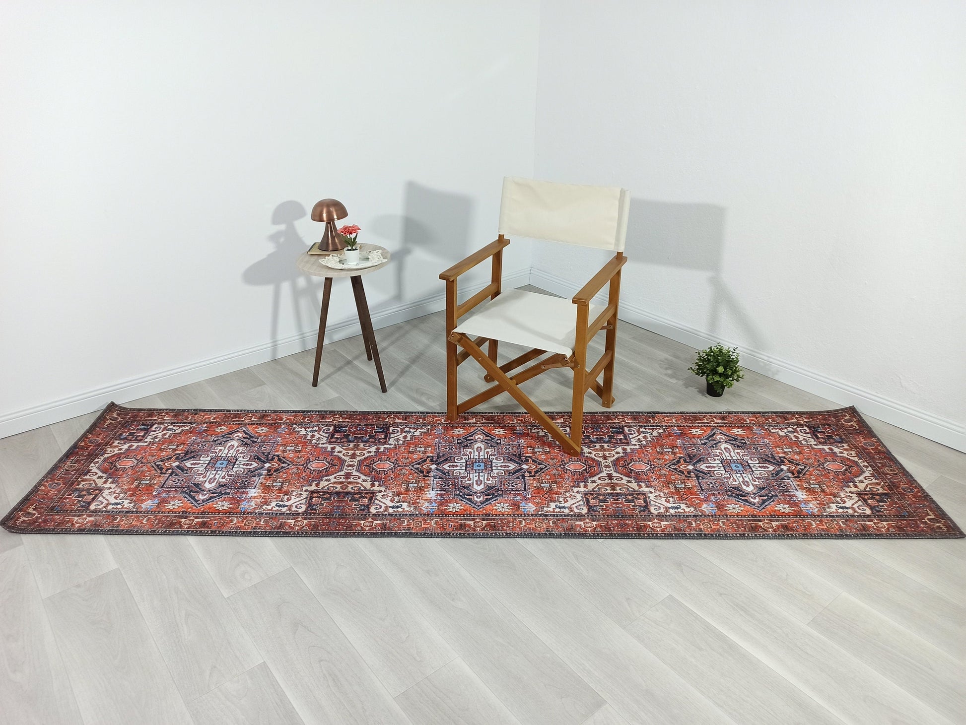 Kiremit ve Turuncu Tonlu İran Tarzı Vintage Halı - Pera Halı