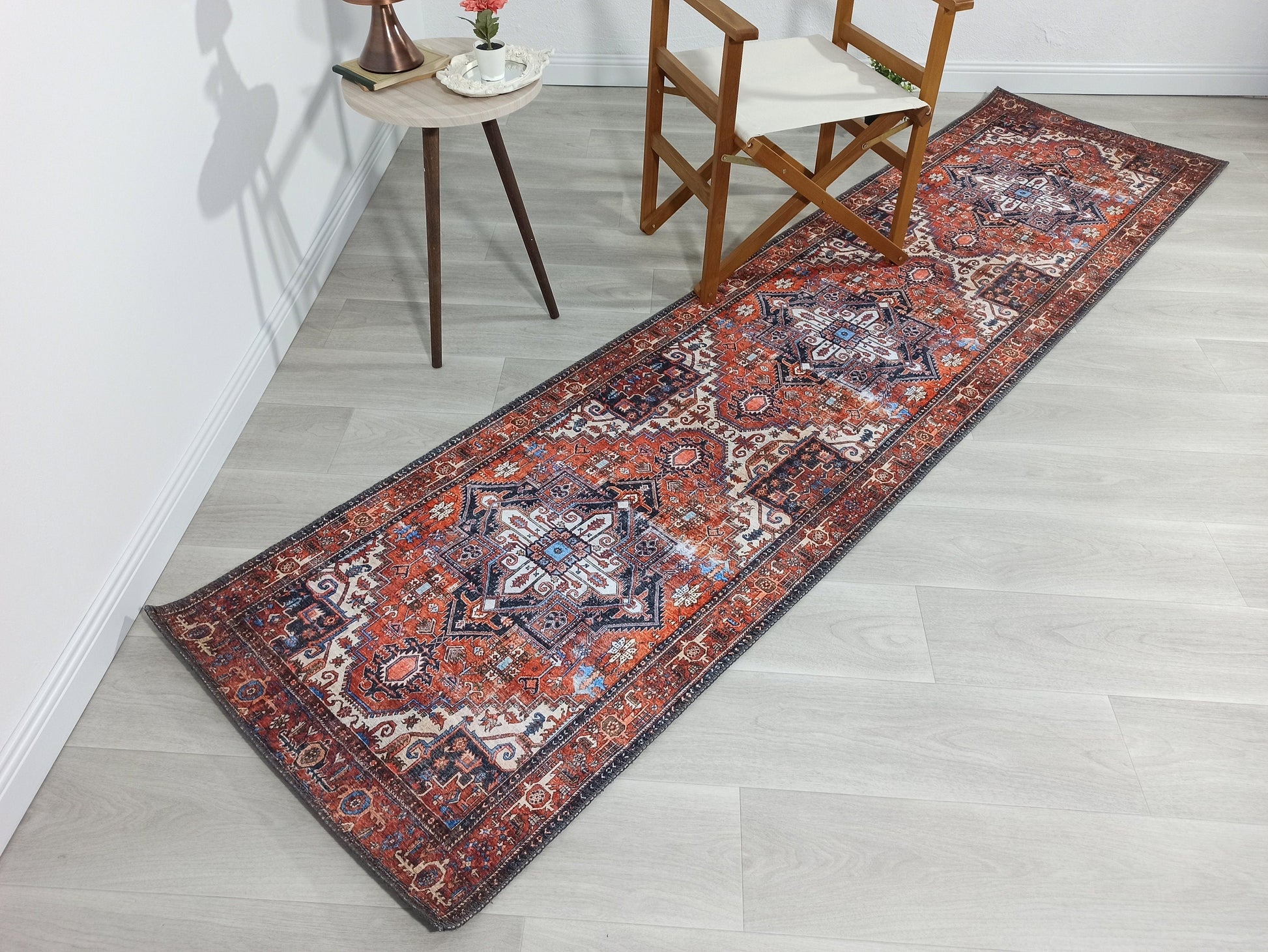 Kiremit ve Turuncu Tonlu İran Tarzı Vintage Halı - Pera Halı