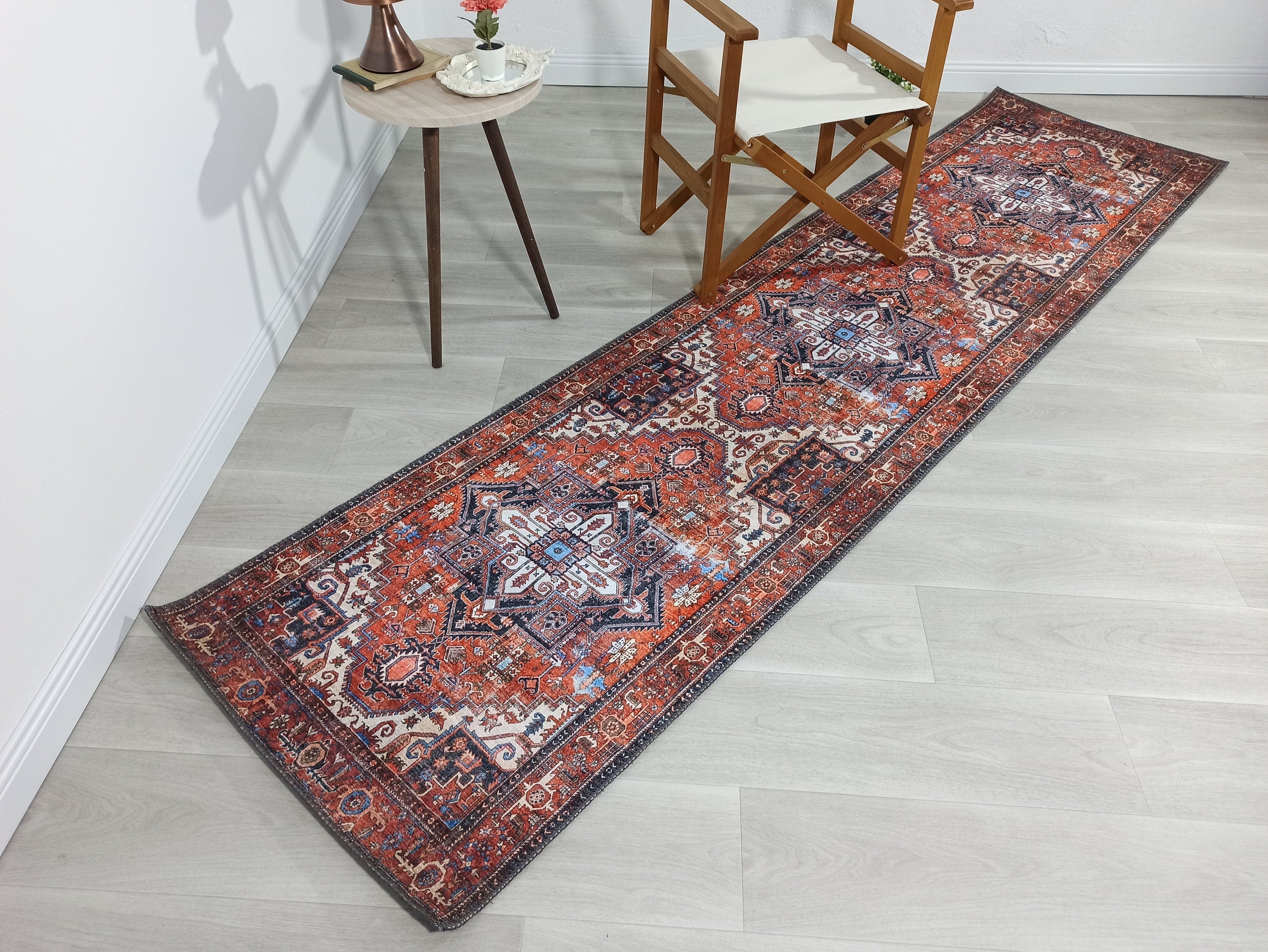 Kiremit ve Turuncu Tonlu İran Tarzı Vintage Halı - Pera Halı