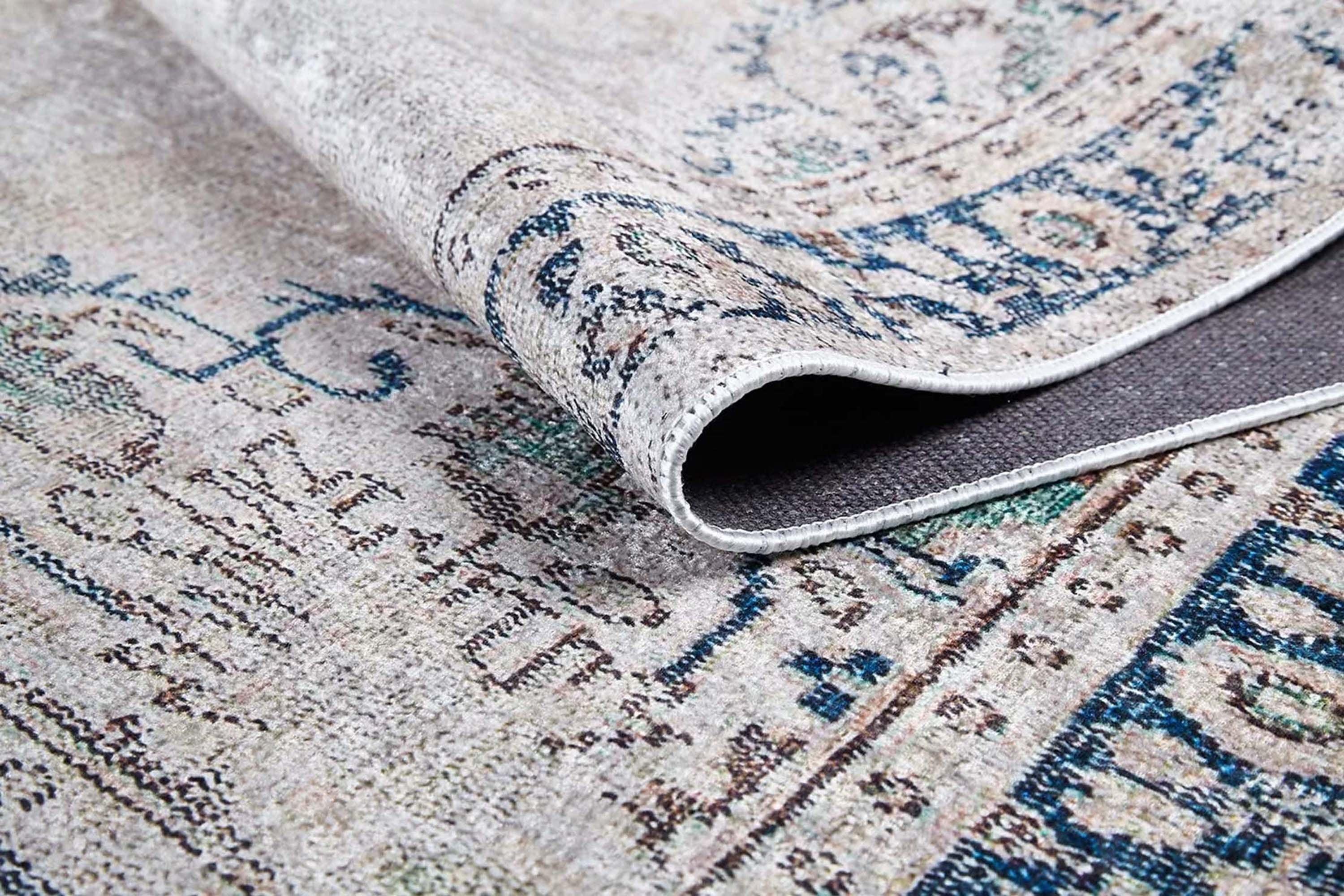 Doğal Eskitme Gri Geometrik Halı