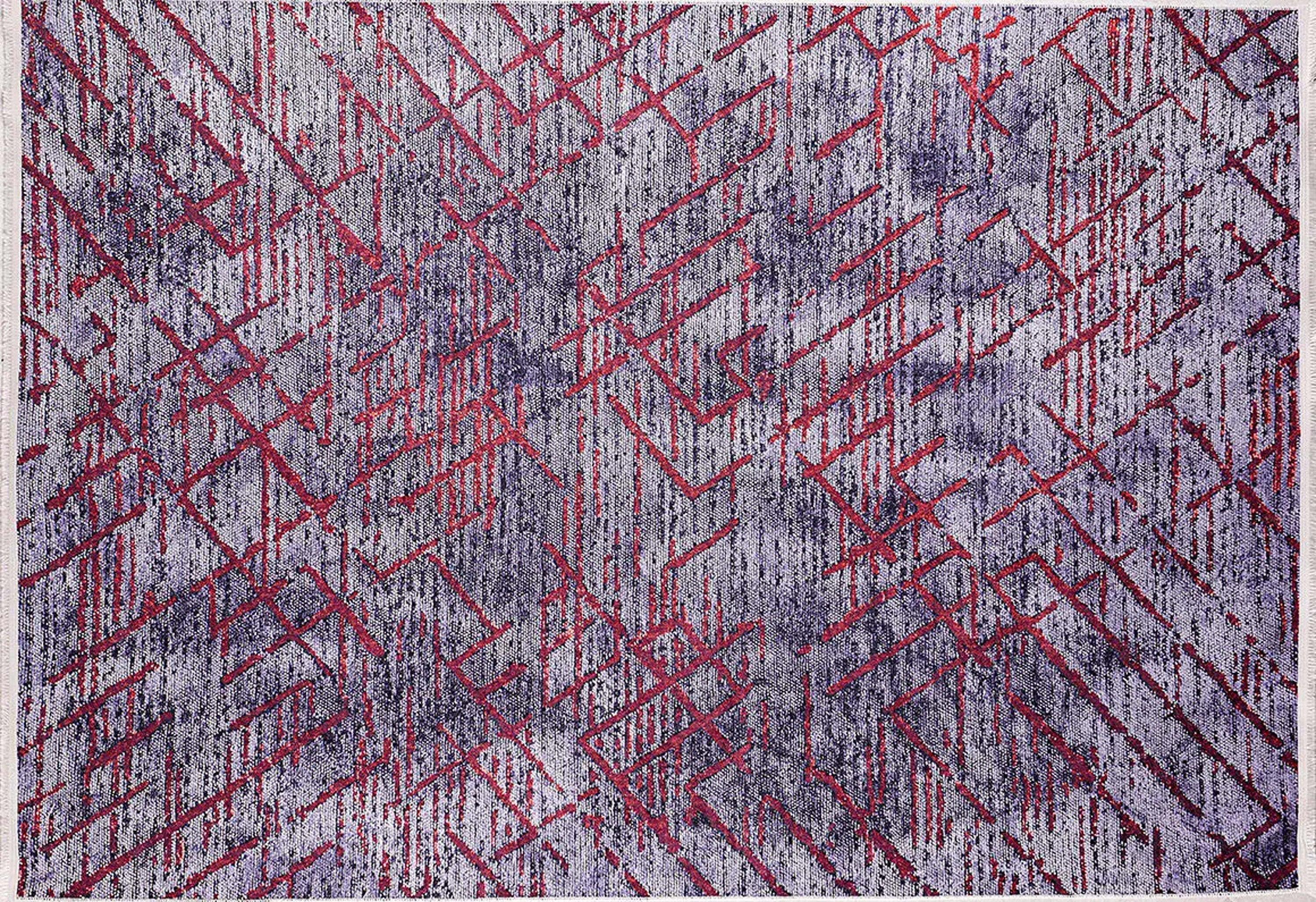 Eskitme Lacivert Kırmızı Bohem Halı