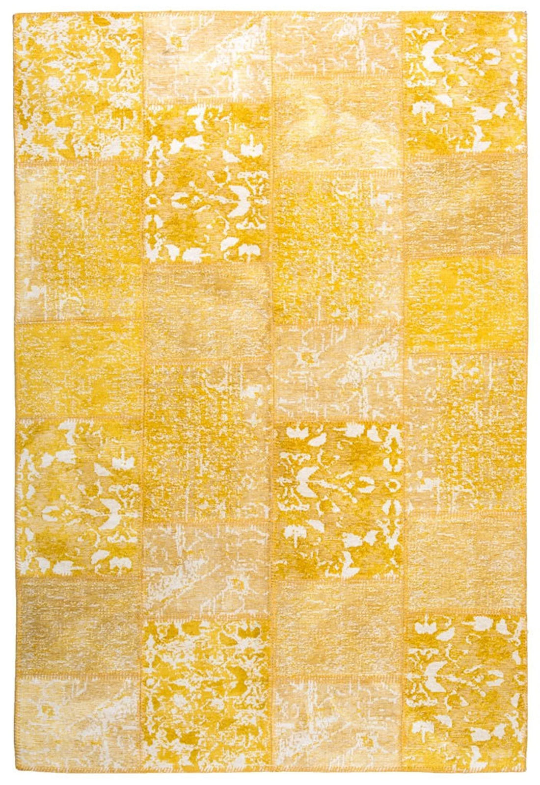 Sarı Eskitme Patchwork Vintage Halı