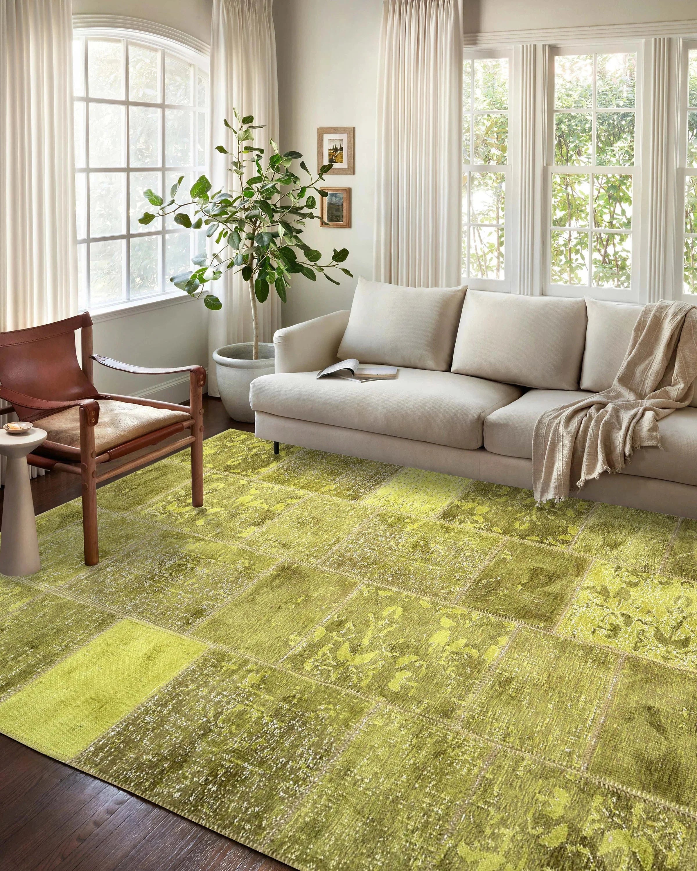 Eskitme Patchwork Açık Yeşil Halı - Pera Halı