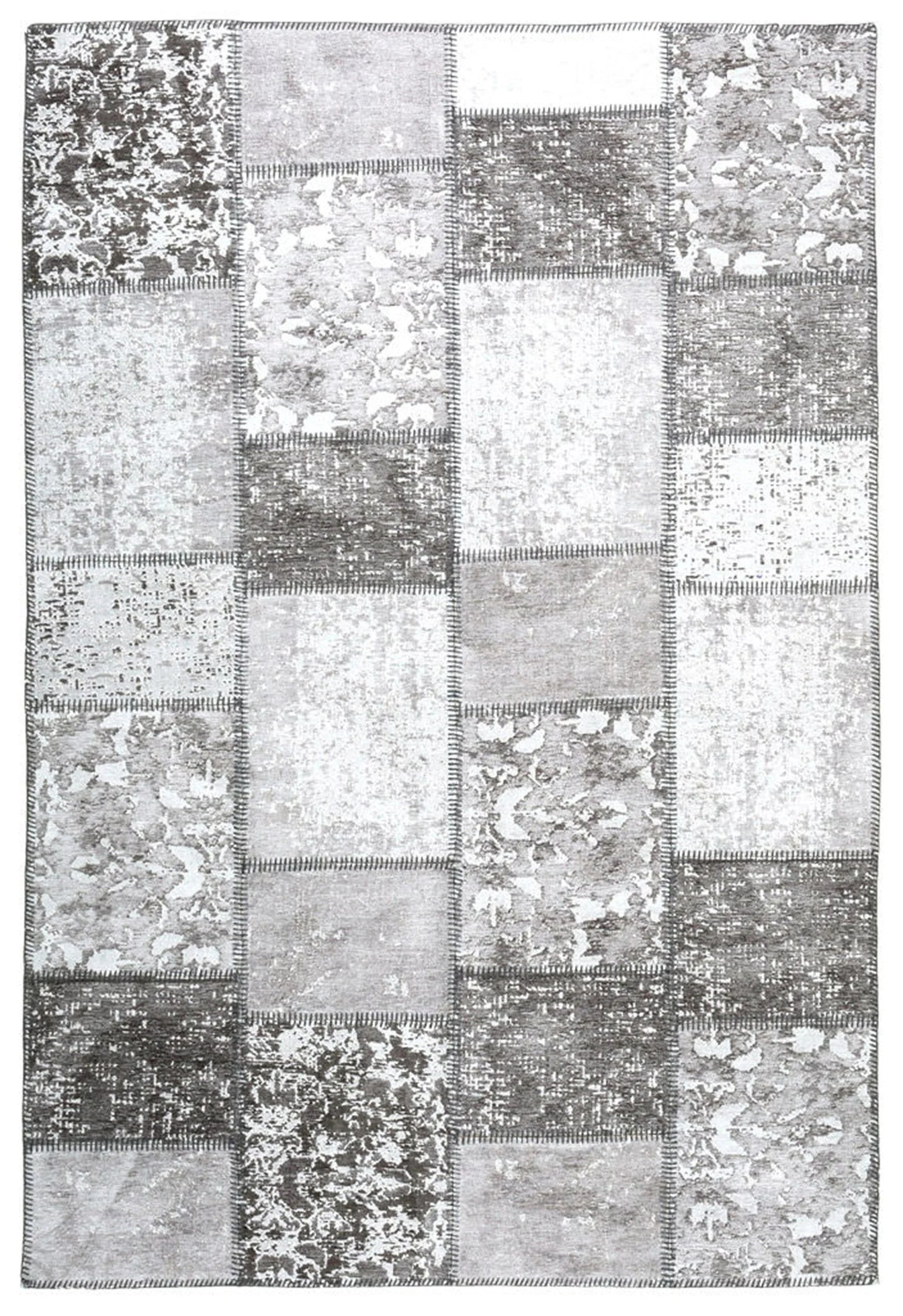 Eskitme Patchwork Açık Gri Halı - Pera Halı