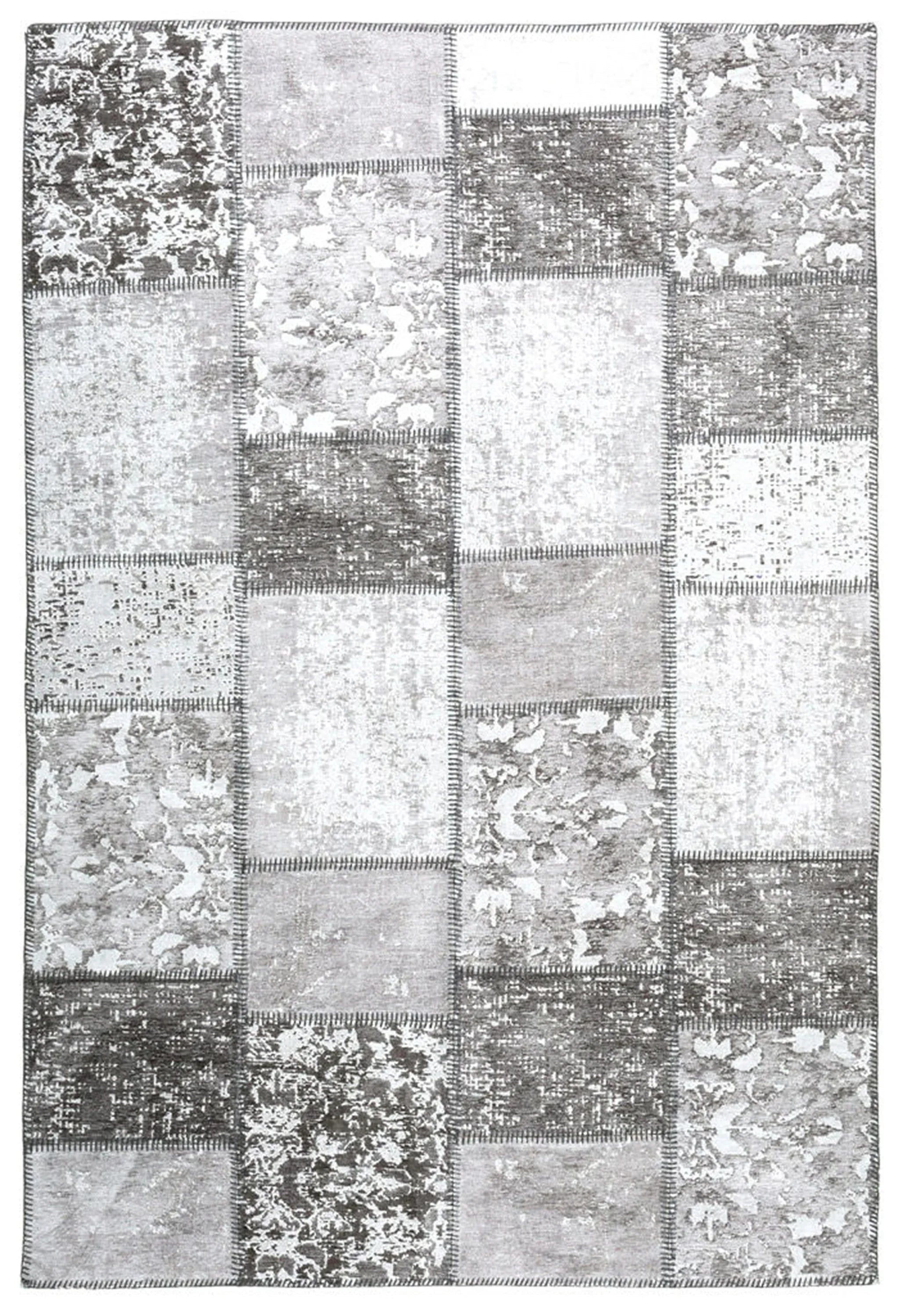 Eskitme Patchwork Açık Gri Halı