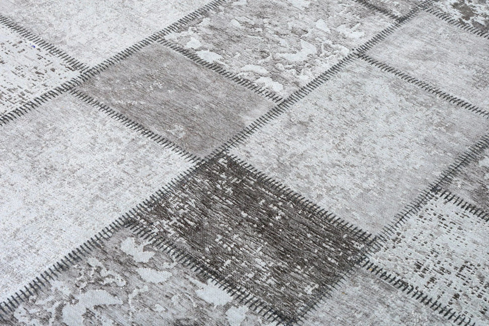 Eskitme Patchwork Açık Gri Halı - Pera Halı