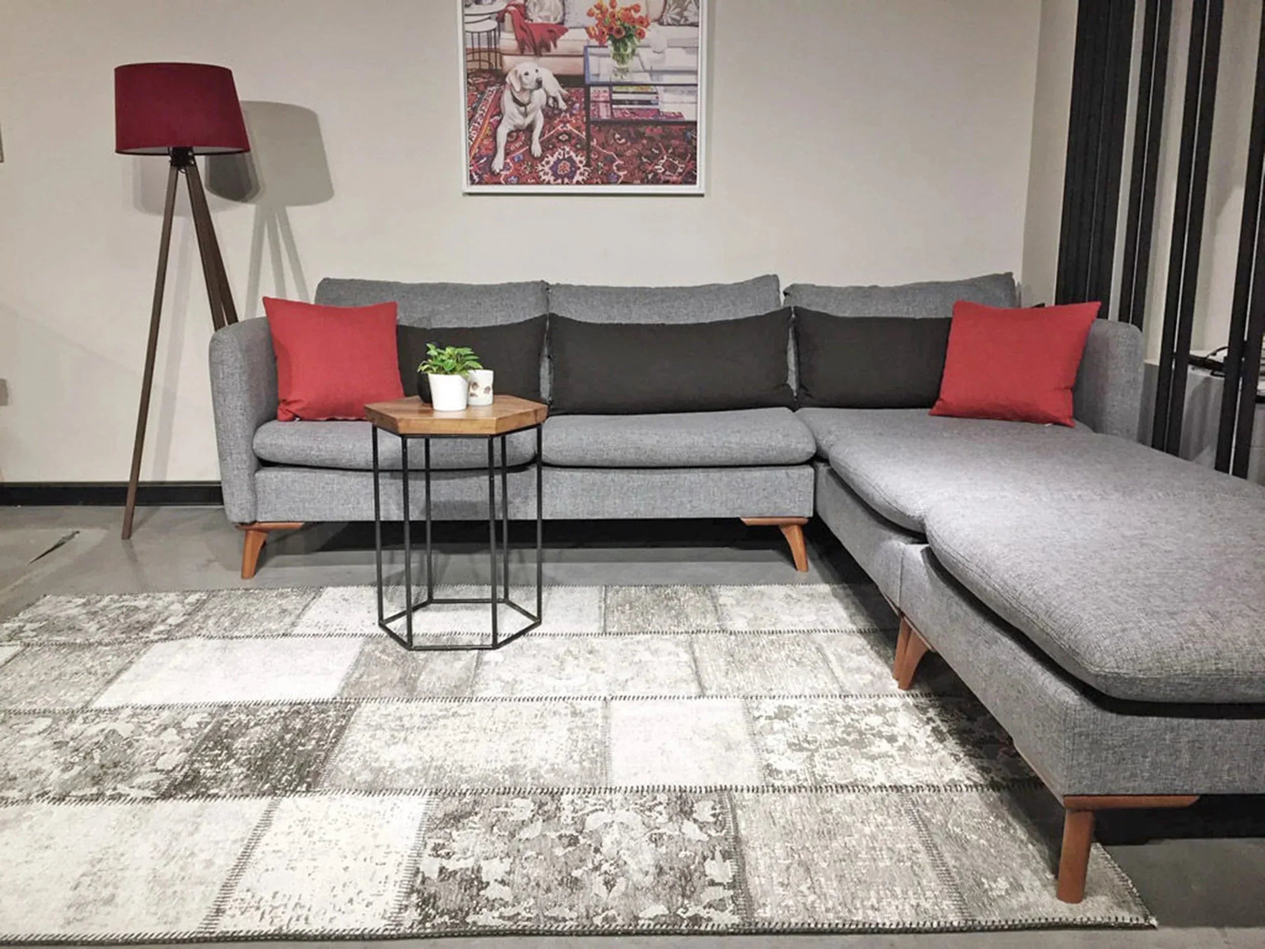 Eskitme Patchwork Açık Gri Halı