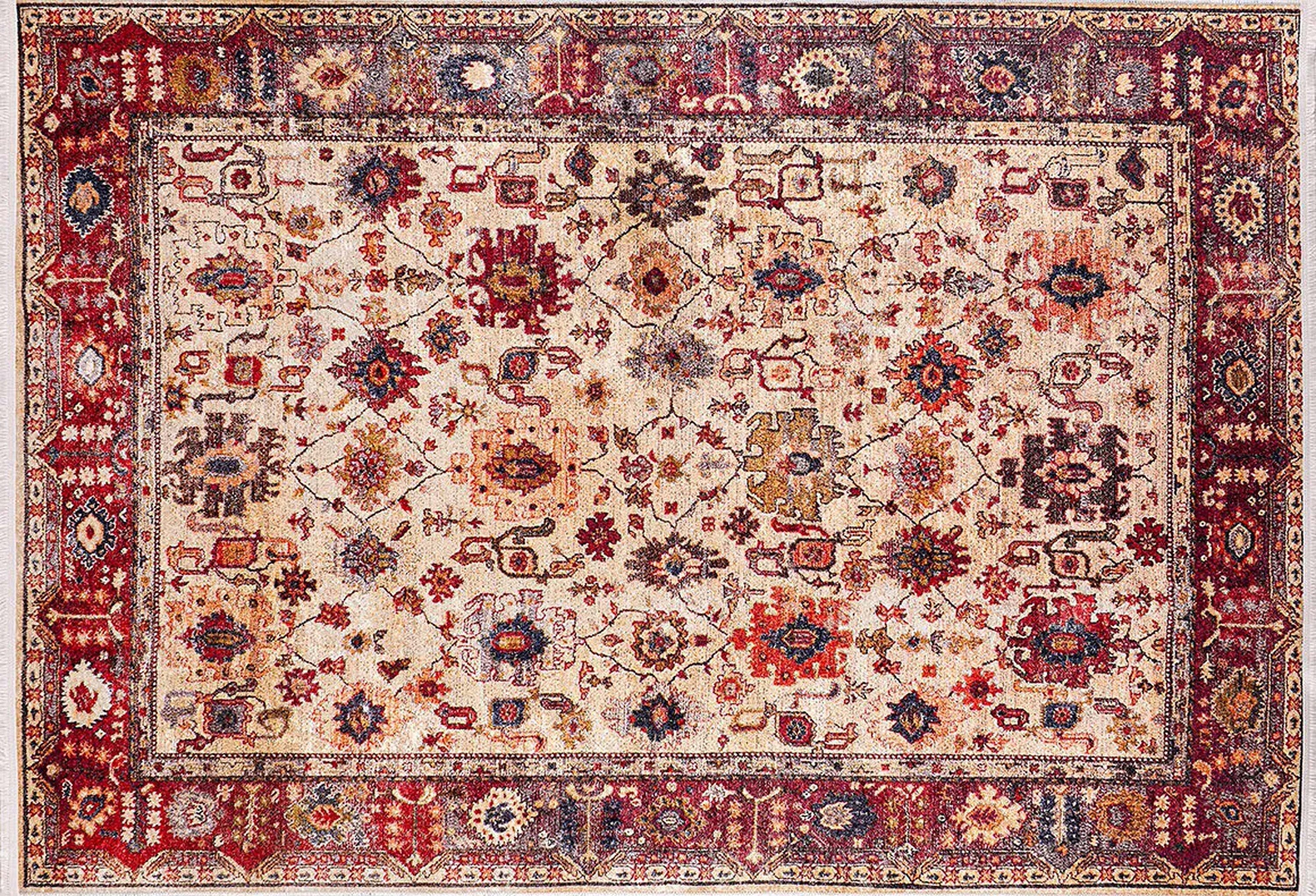 Kırmızı Bej Uşak Desenli Halı - Pera Halı