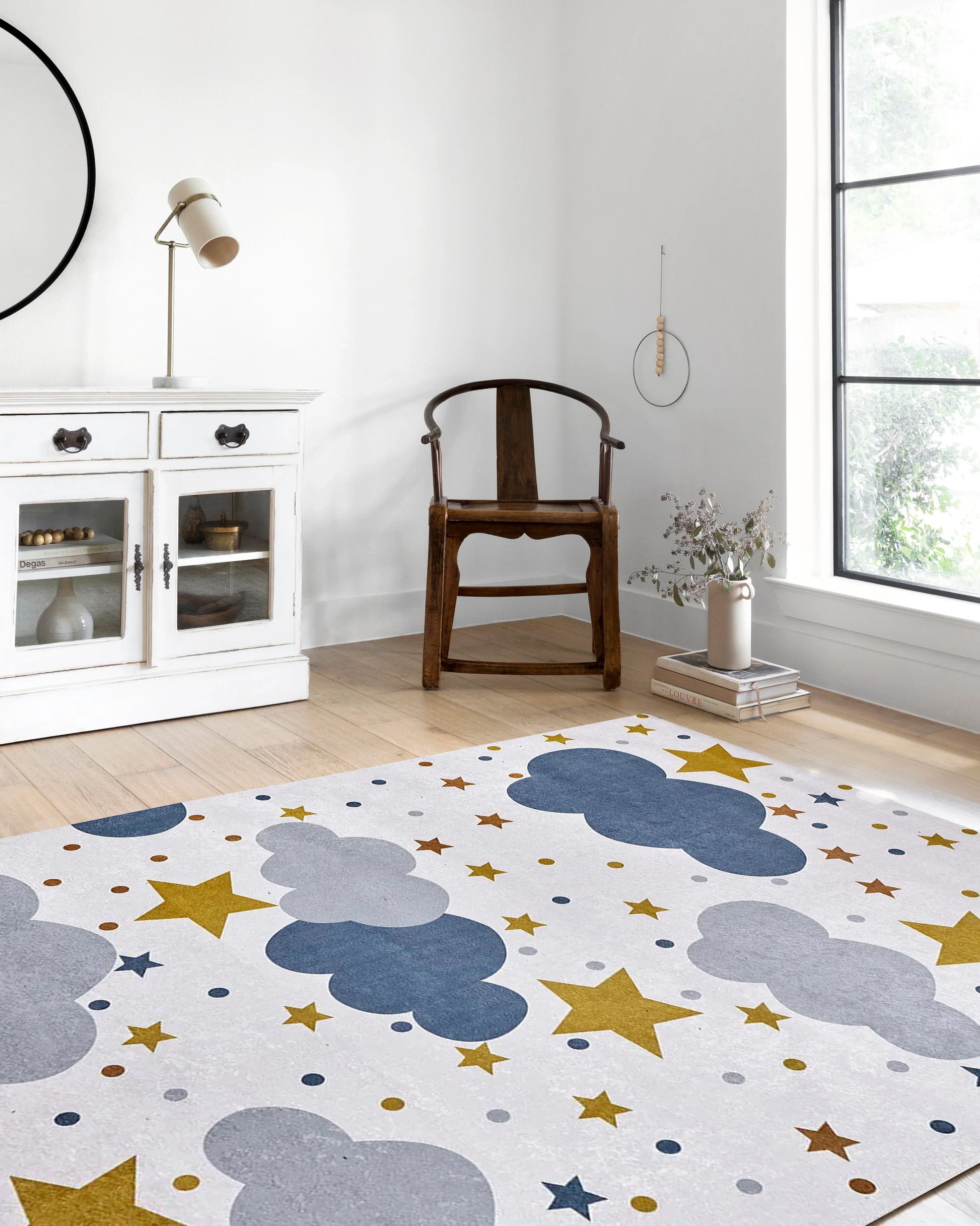 Bulut Yıldız Gri Çocuk Halısı