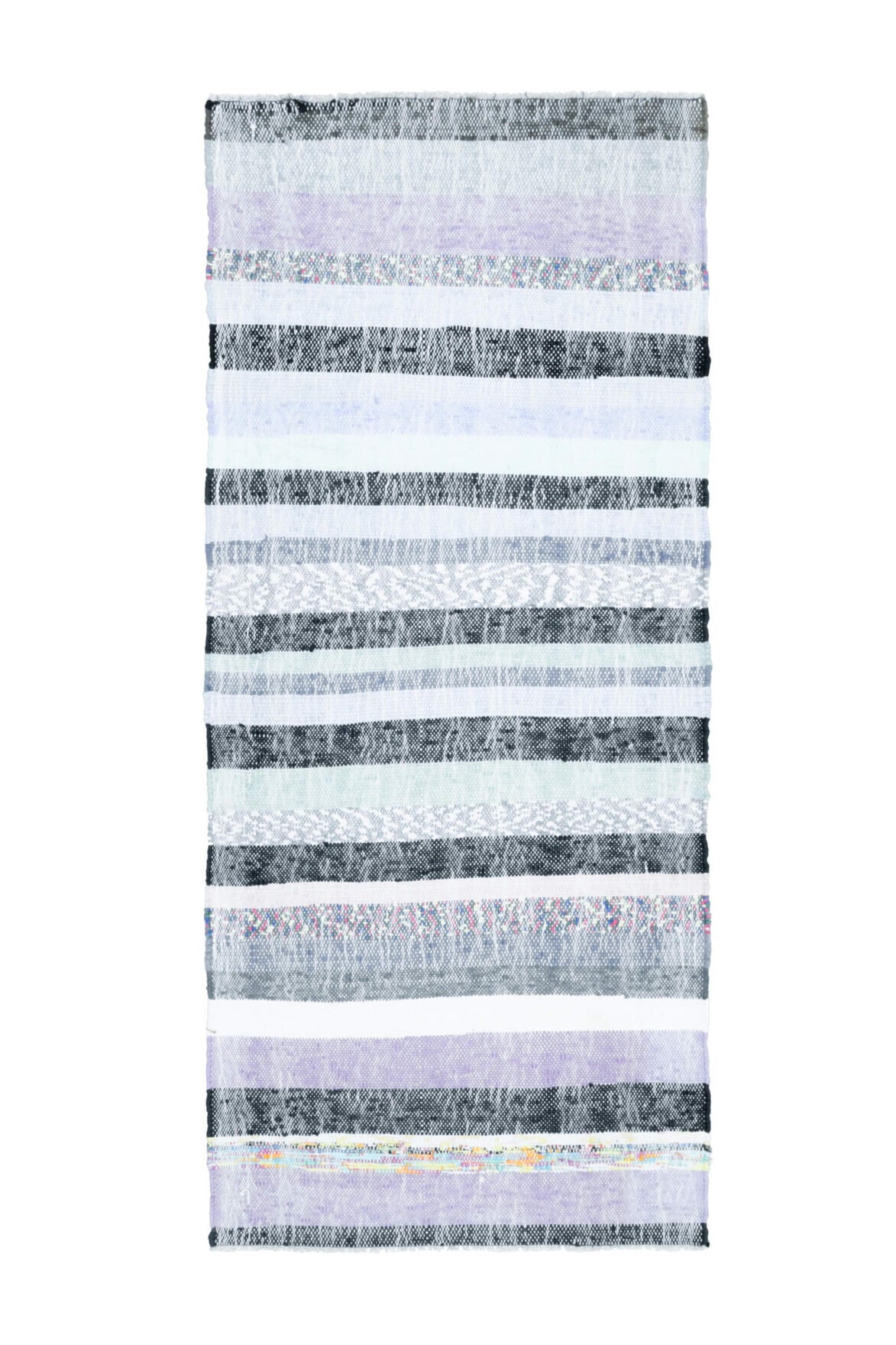 79x184 cm mavi ve beyaz oryantal desenli vintage kilim yolluk – üstten tam görünüm