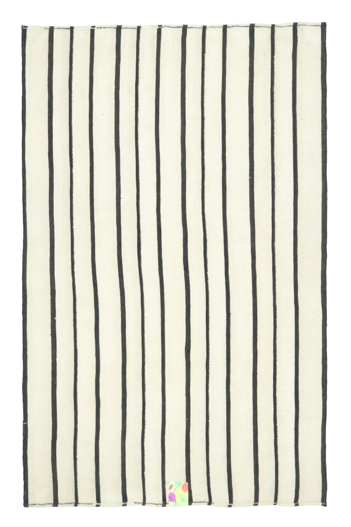 El yapımı vintage halı 150x239 cm çizgili desenli yün - üstten görünüm