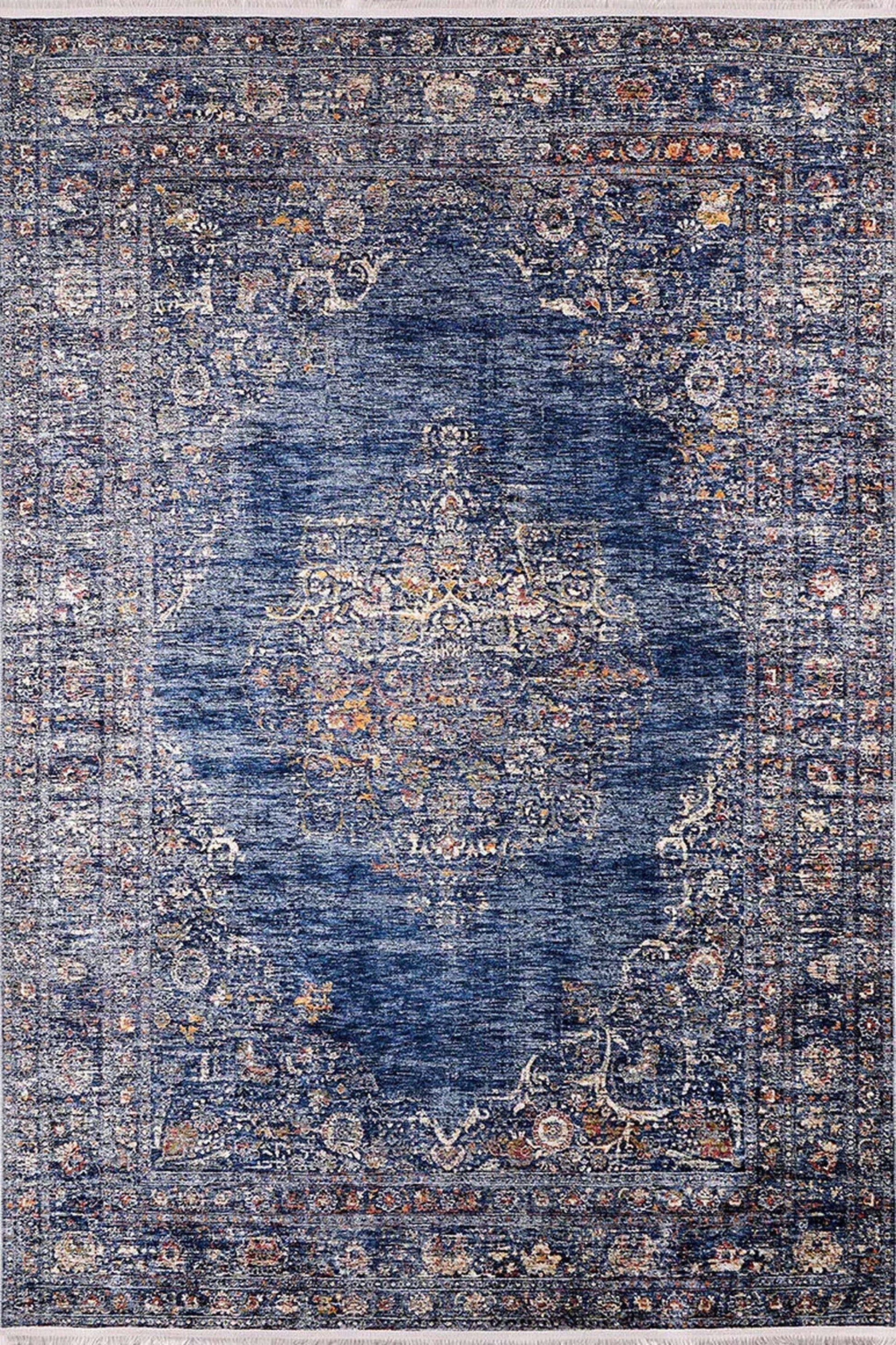 Mavi Madalyon Desenli Halı - Pera Halı