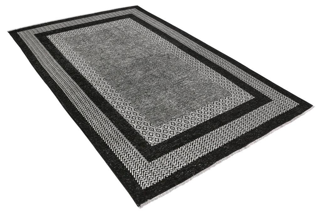 Gri Siyah Modern Yıkanabilir Antibakteriyel Salon Halısı