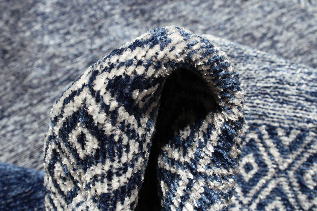 Mavi Modern Yıkanabilir Antibakteriyel Salon Halısı