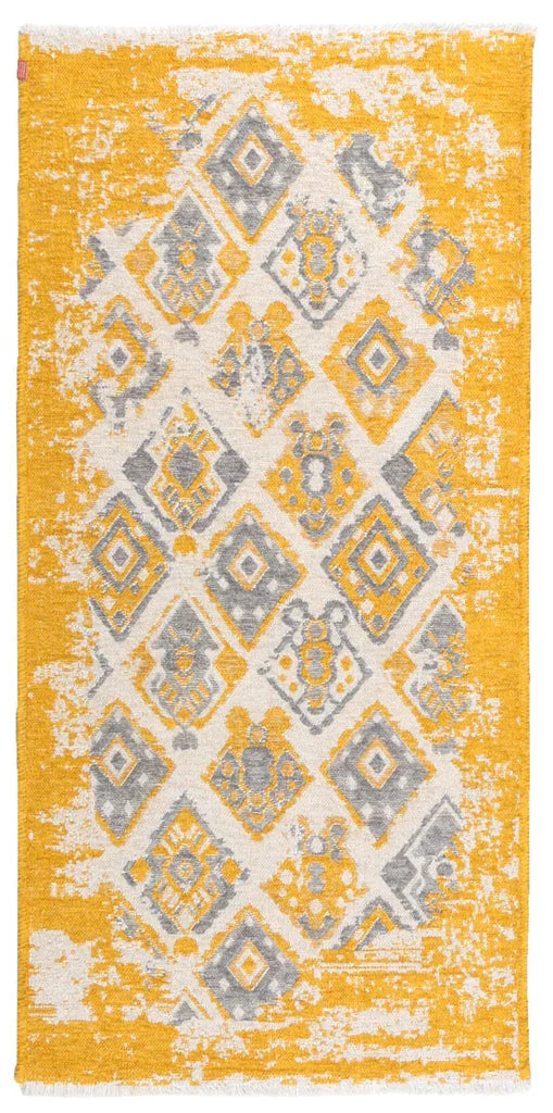 Gri Sarı Çift Taraflı Modern Vintage Yıkanabilir Antibakteriyel Halı